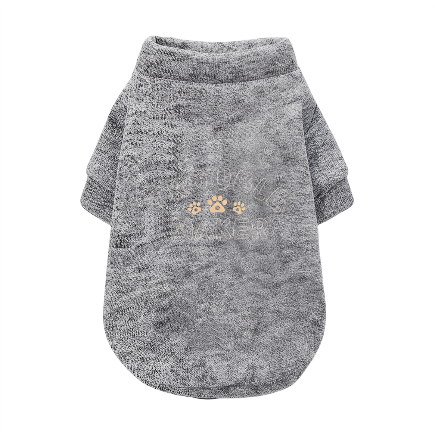 Trouble Maker Paw Print Black Pet Pullover Sweater, Funny Naughty Dog Clothes