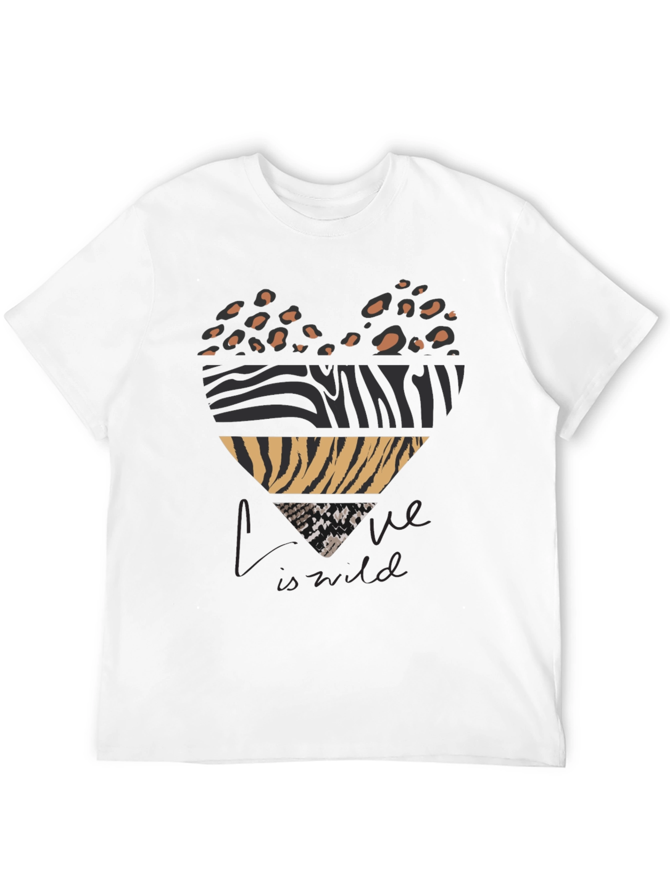 Wild Love Graphic Tee - Animal Print Heart T-Shirt
