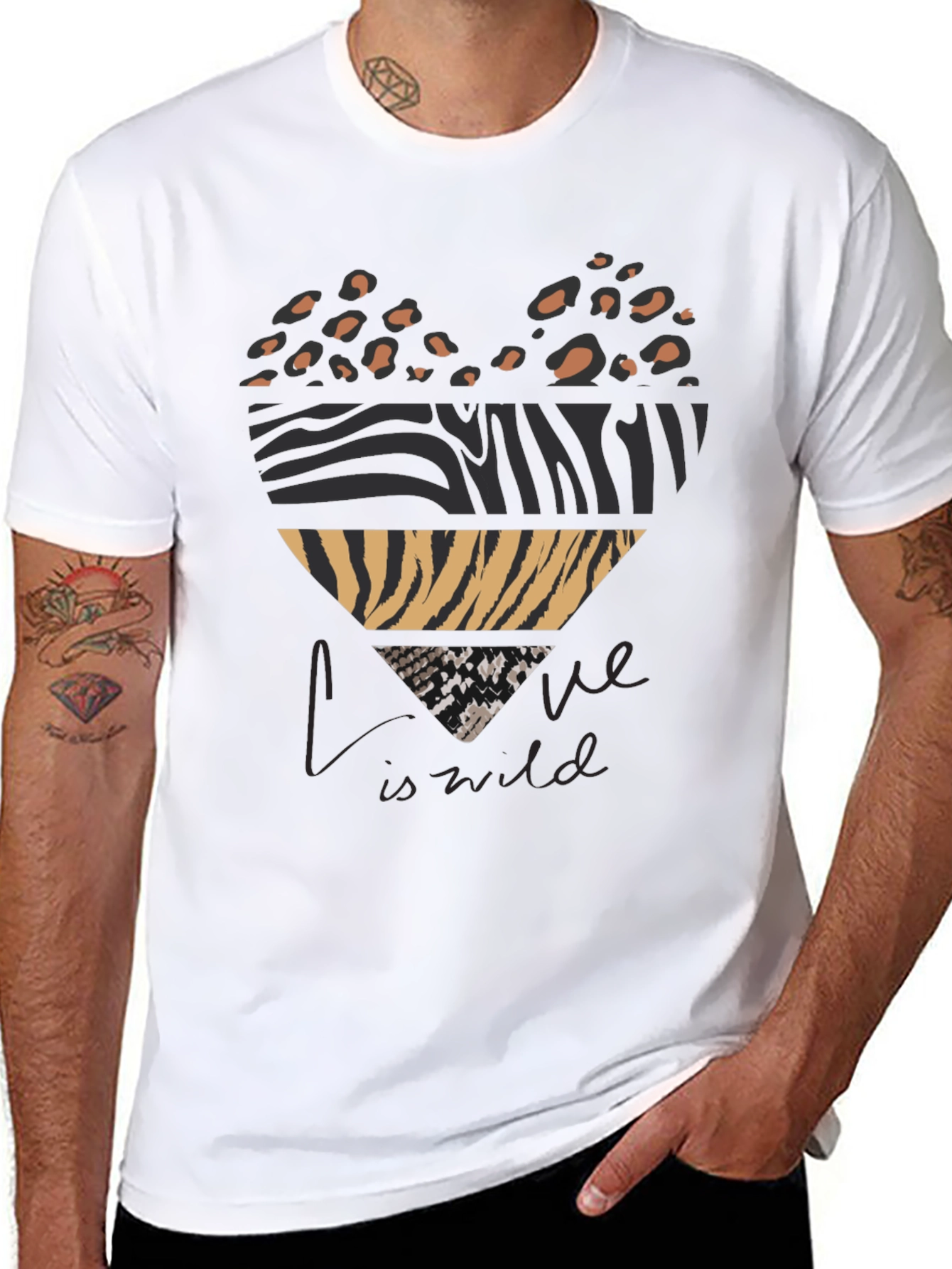 Wild Love Graphic Tee - Animal Print Heart T-Shirt
