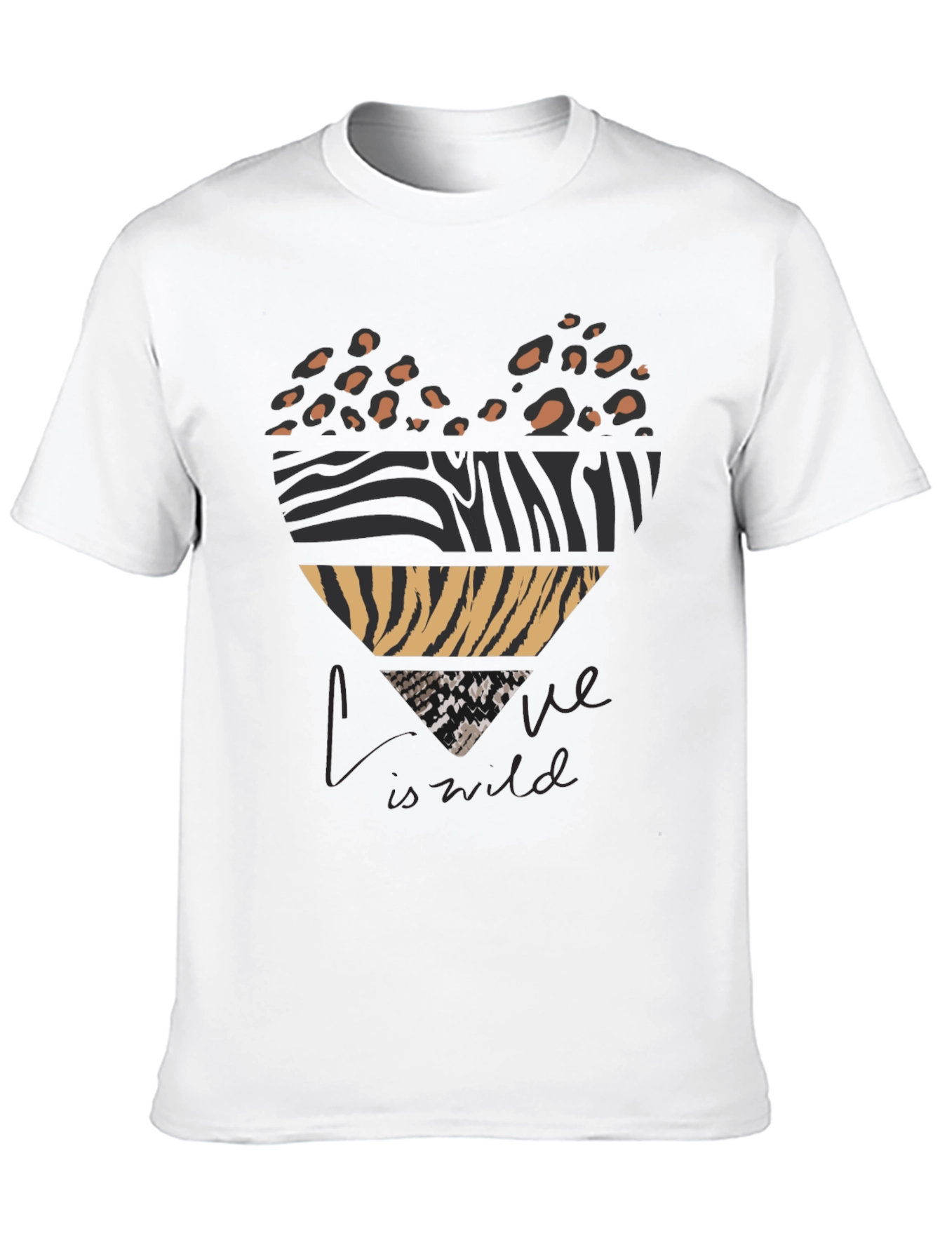 Wild Love Graphic Tee - Animal Print Heart T-Shirt