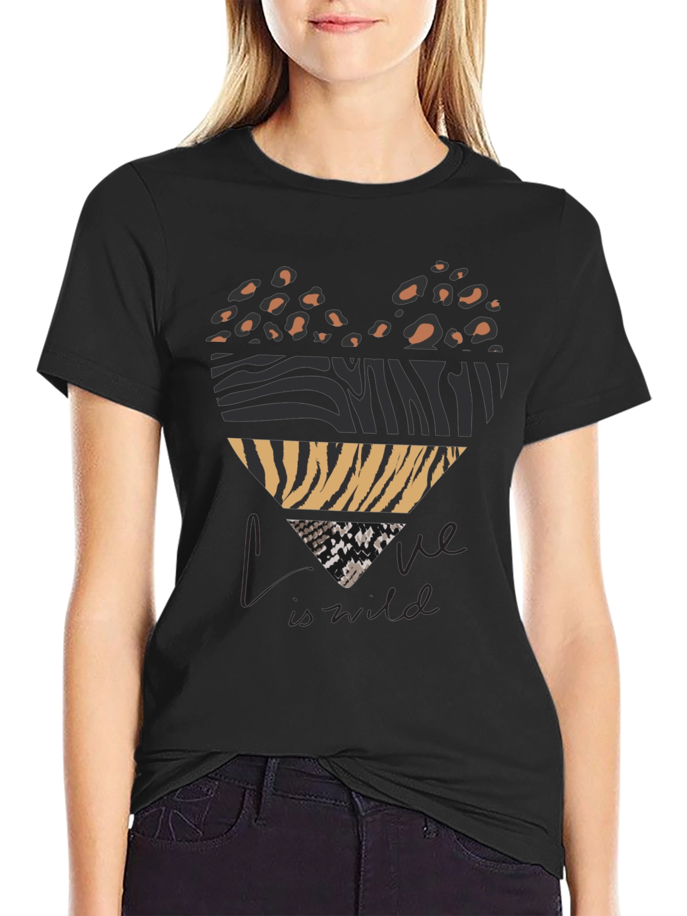 Wild Love Graphic Tee - Animal Print Heart T-Shirt