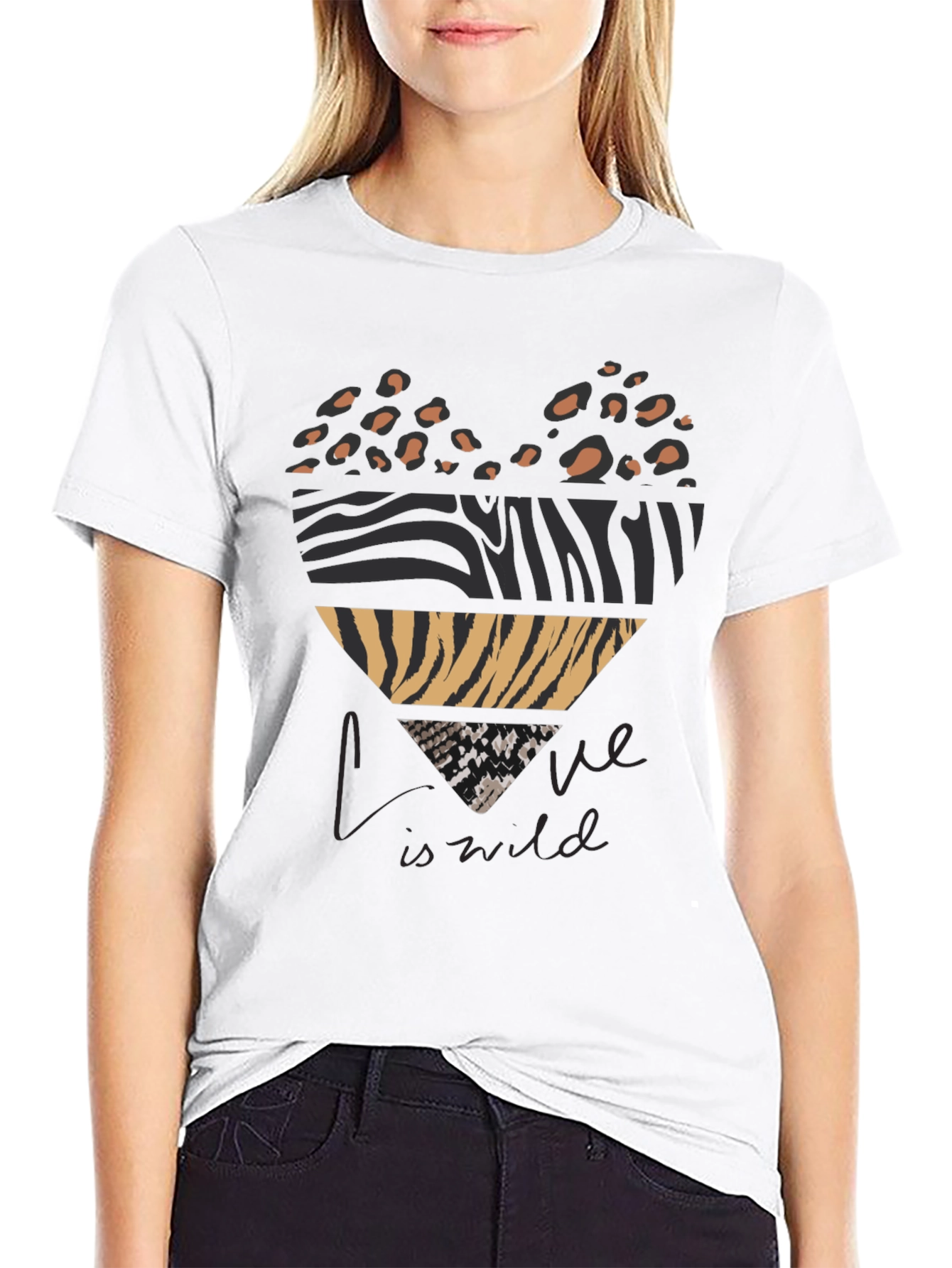Wild Love Graphic Tee - Animal Print Heart T-Shirt