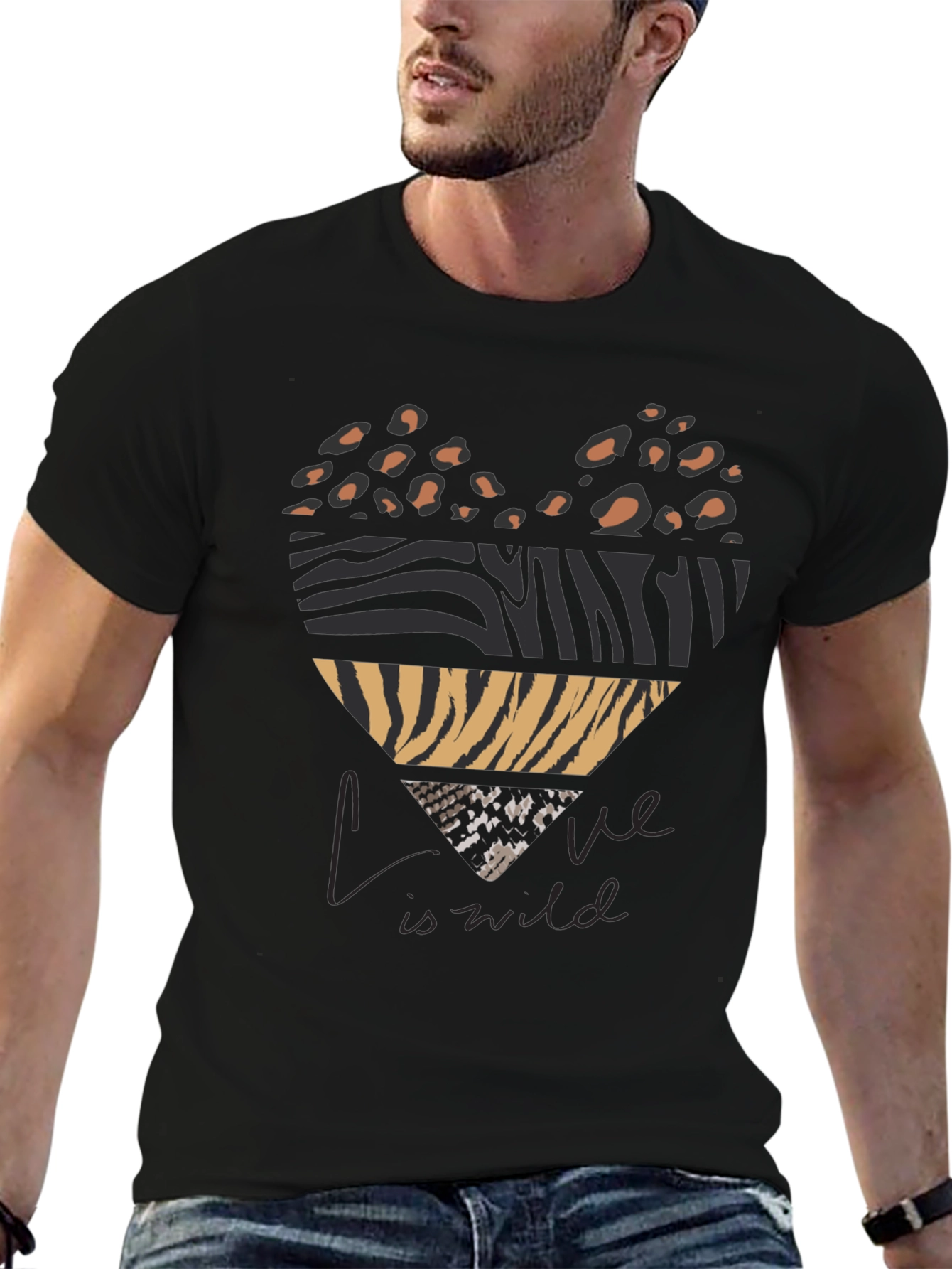 Wild Love Graphic Tee - Animal Print Heart T-Shirt