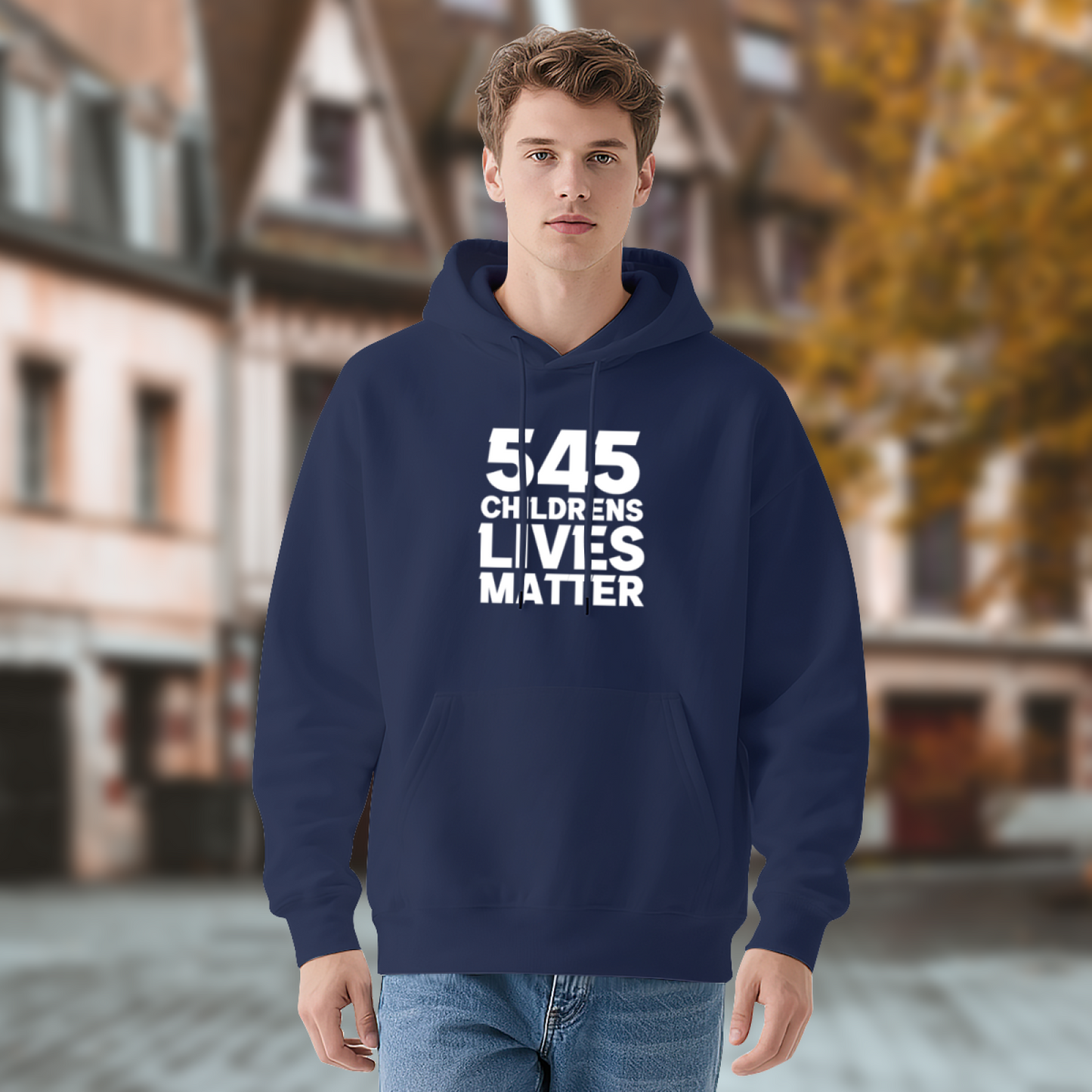 545 Children's Lives Matter Text Print Hoodie, Mens Soft Casual Sweatshirt