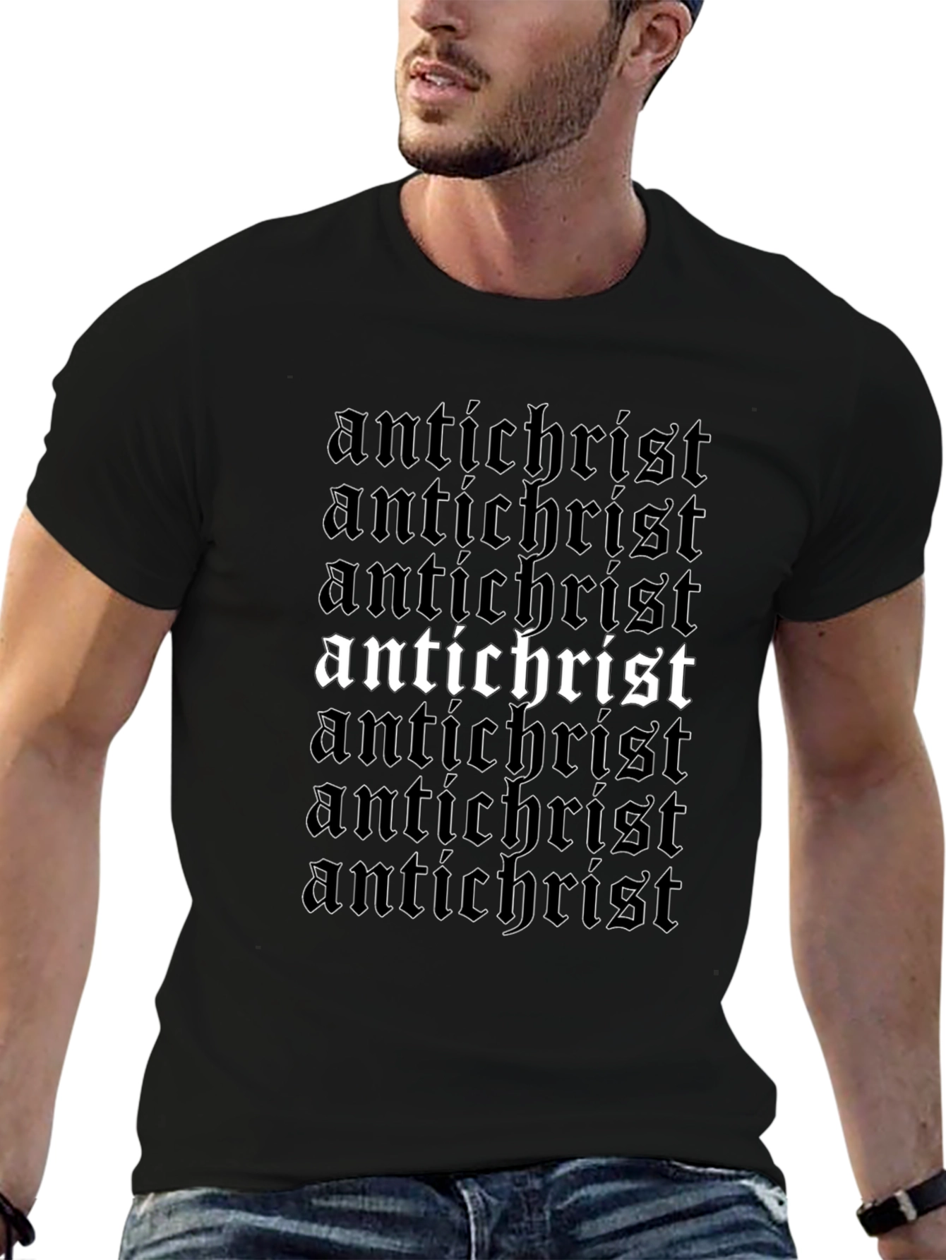 Antichrist Graphic Print T-Shirt - Gothic Style