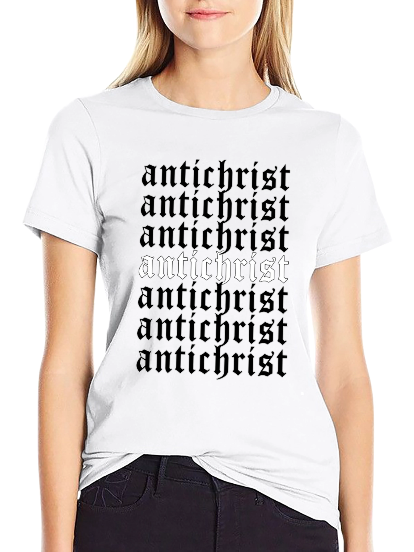 Antichrist Graphic Print T-Shirt - Gothic Style