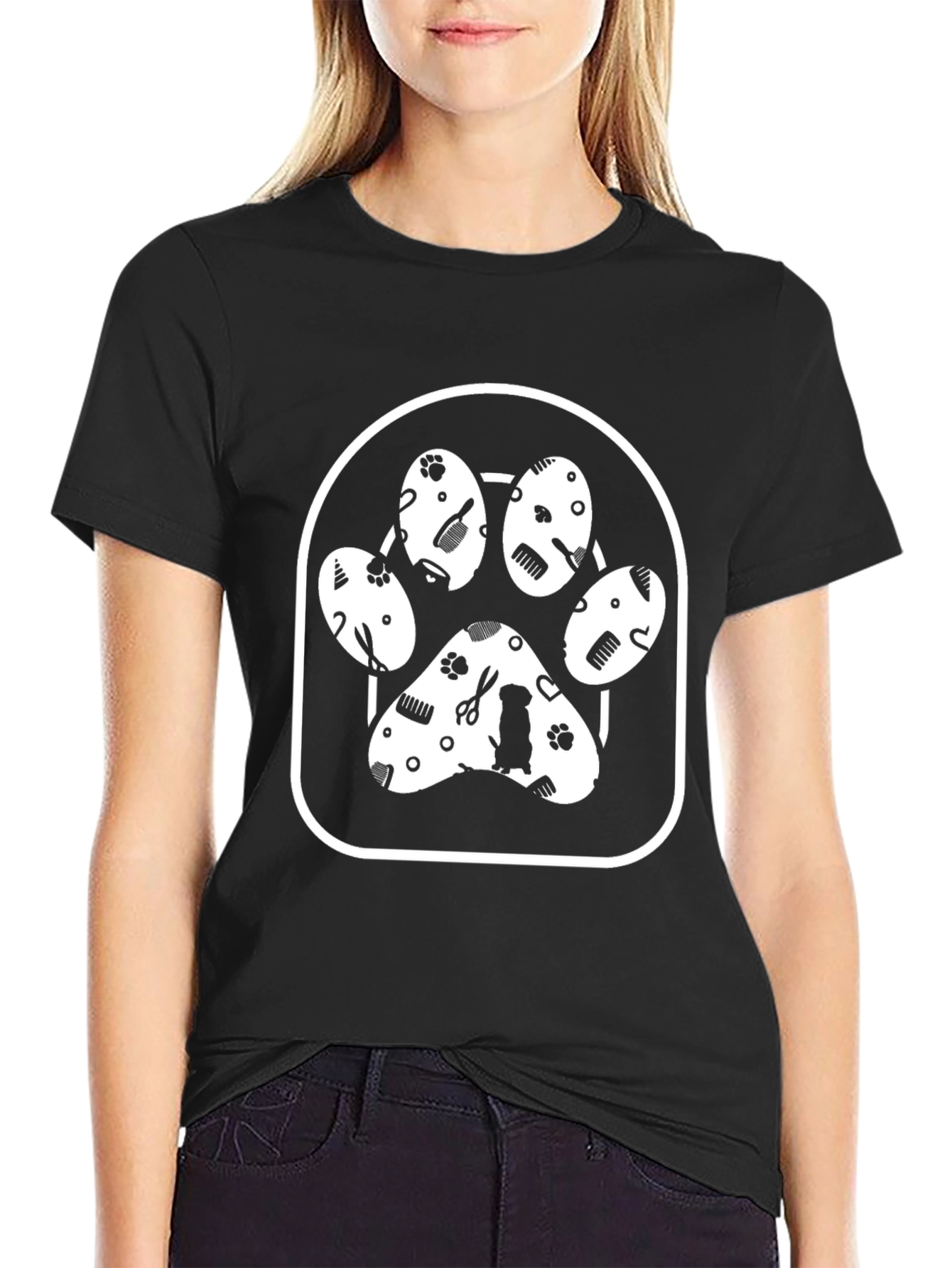 Dog Groomer Paw Print T-Shirt