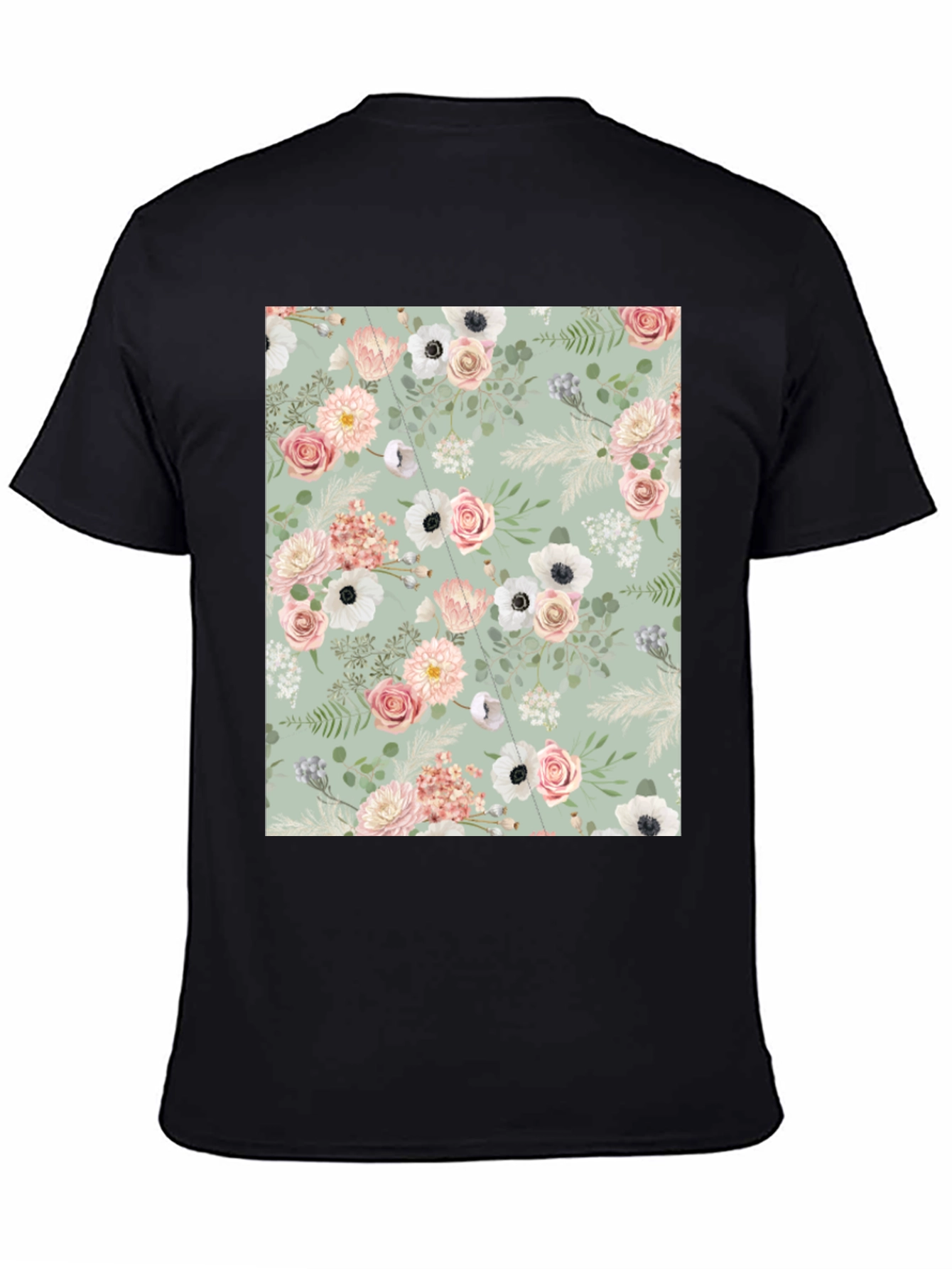Floral Pattern Black Tee