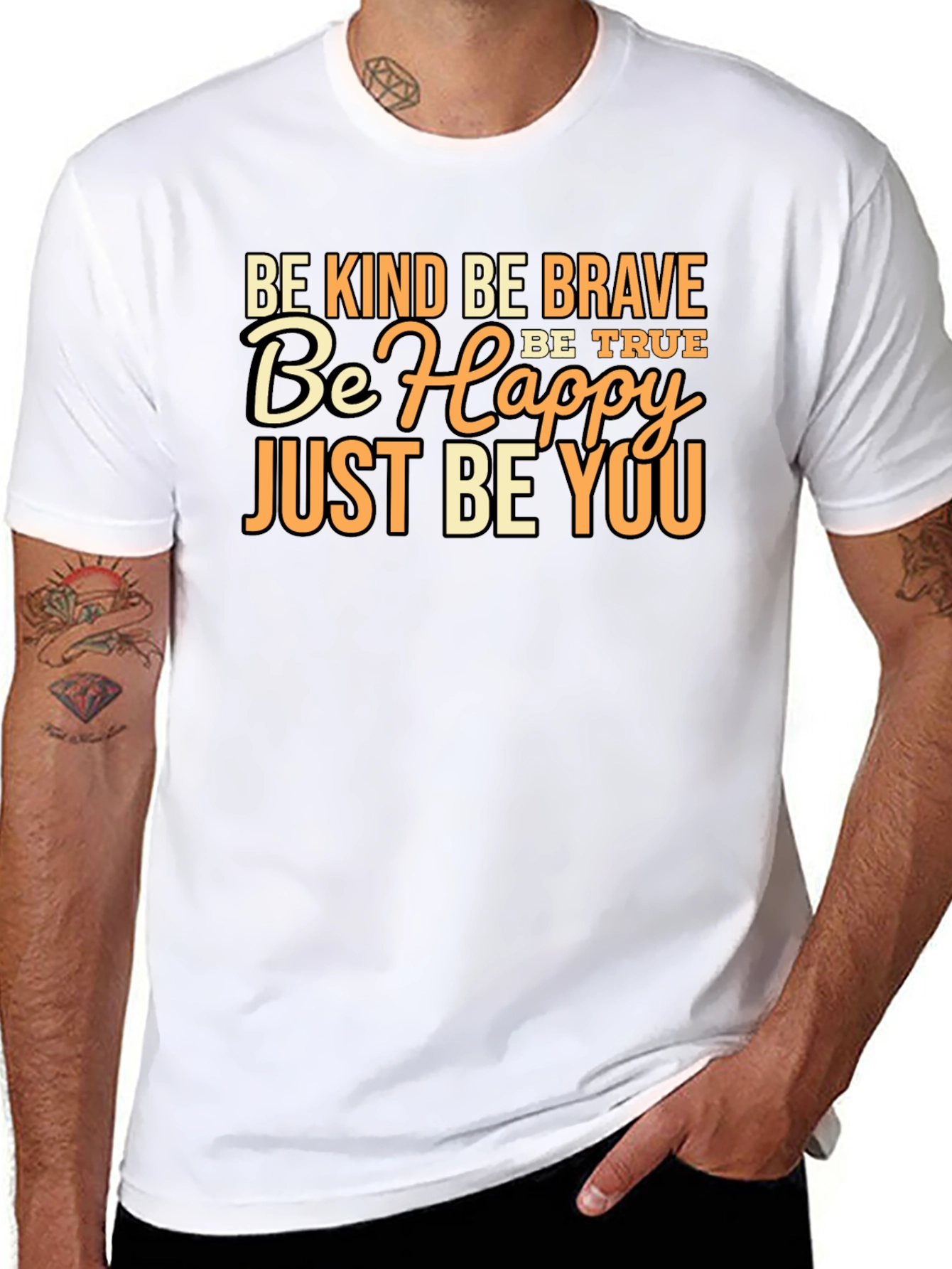 Be Kind Brave Happy You Black Graphic Tee