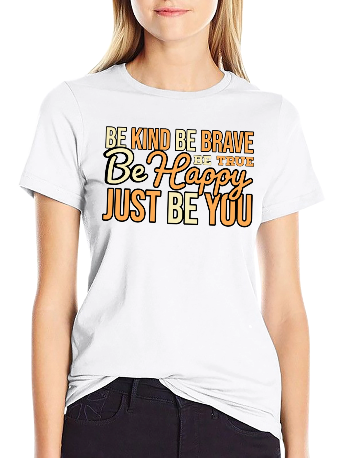 Be Kind Brave Happy You Black Graphic Tee