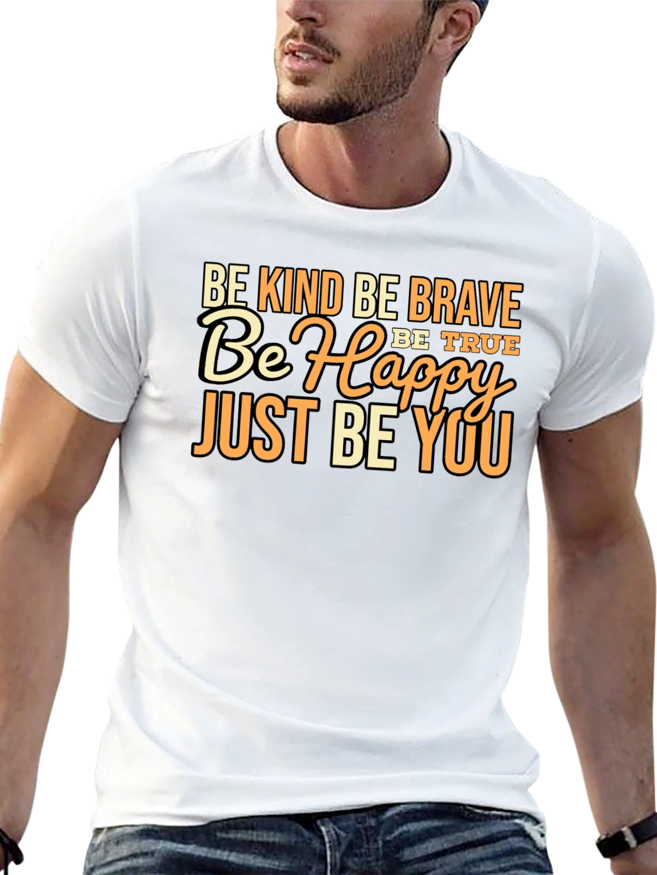 Be Kind Brave Happy You Black Graphic Tee