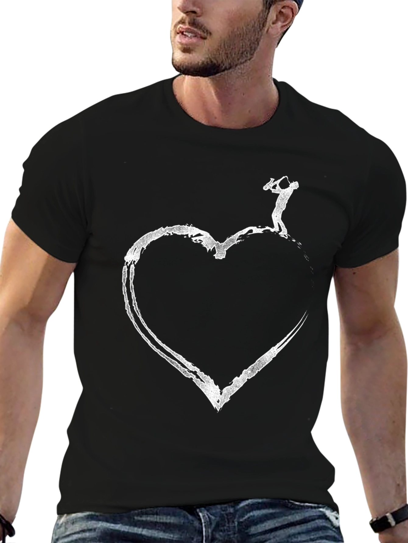 Saxophone Heart Graphic T-Shirt