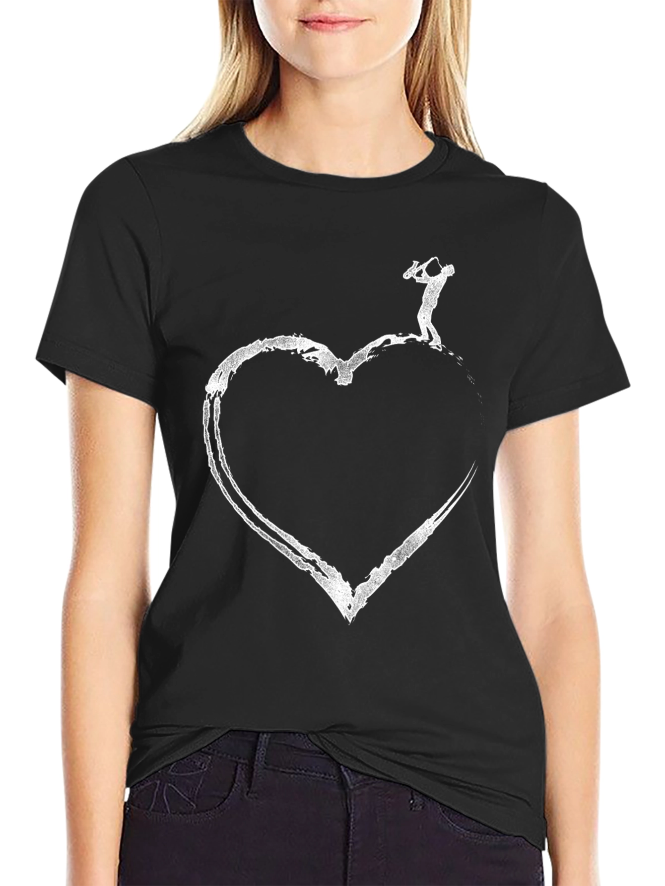 Saxophone Heart Graphic T-Shirt