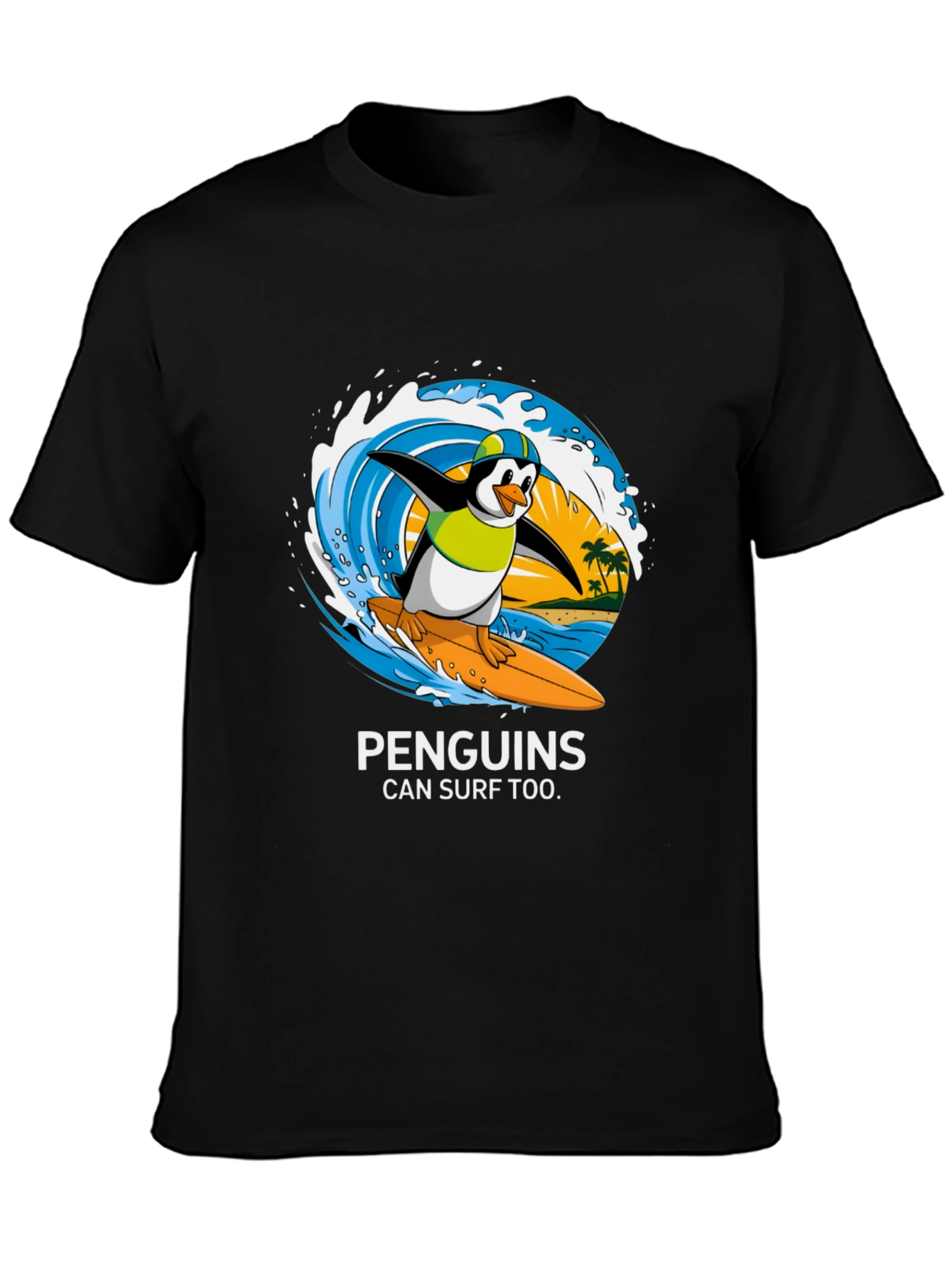 Penguin Surf T-Shirt - Cool Graphic Tee