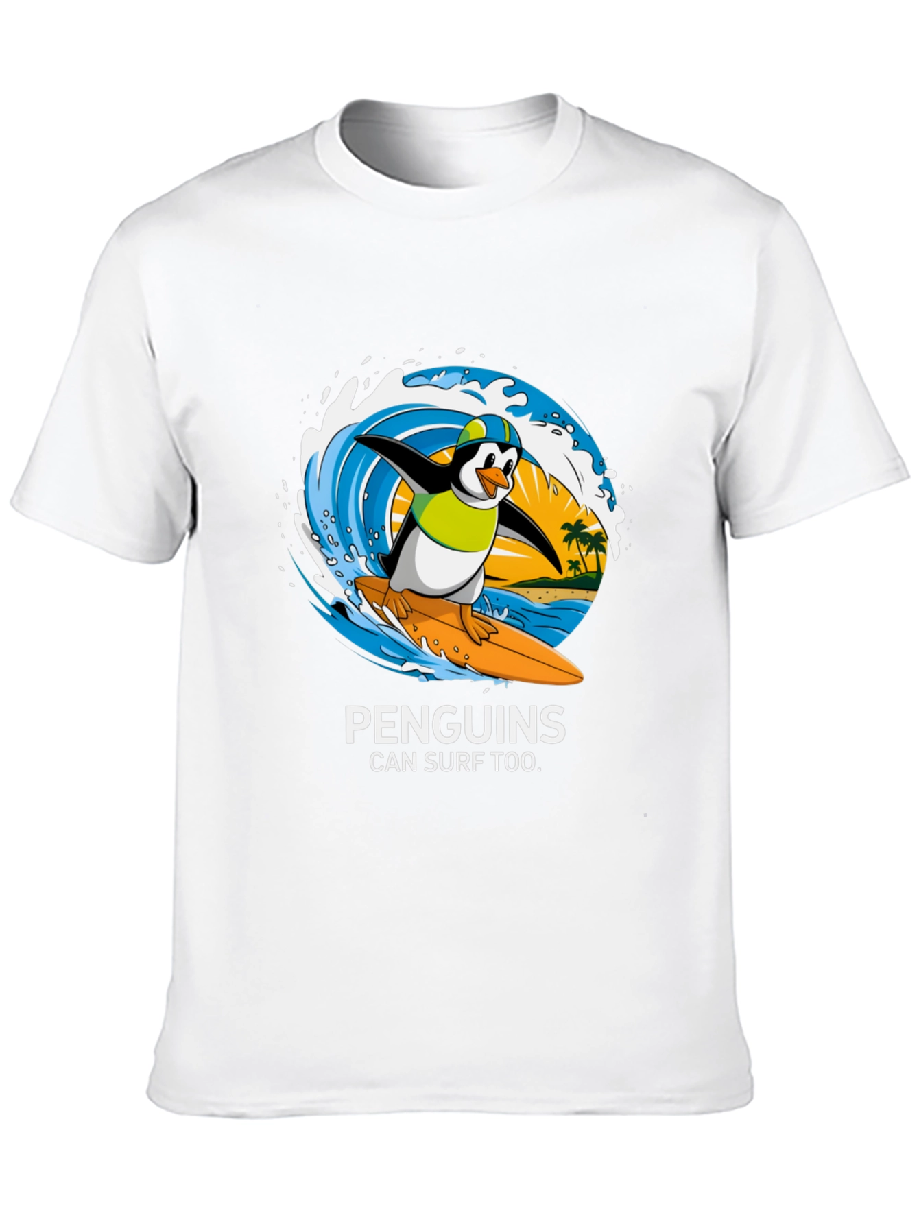 Penguin Surf T-Shirt - Cool Graphic Tee