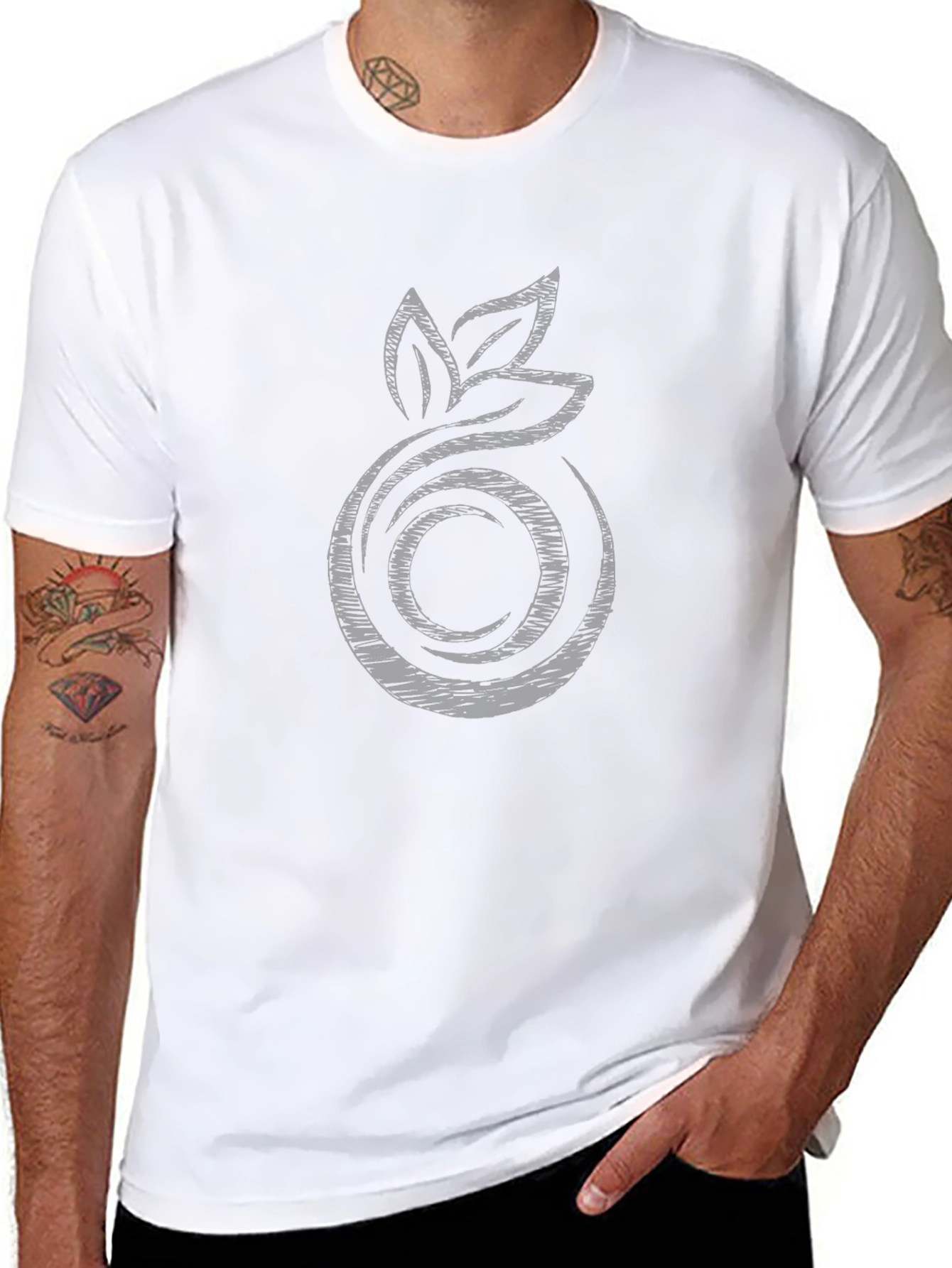 Mens Black T-Shirt with Abstract Fruit Graphic