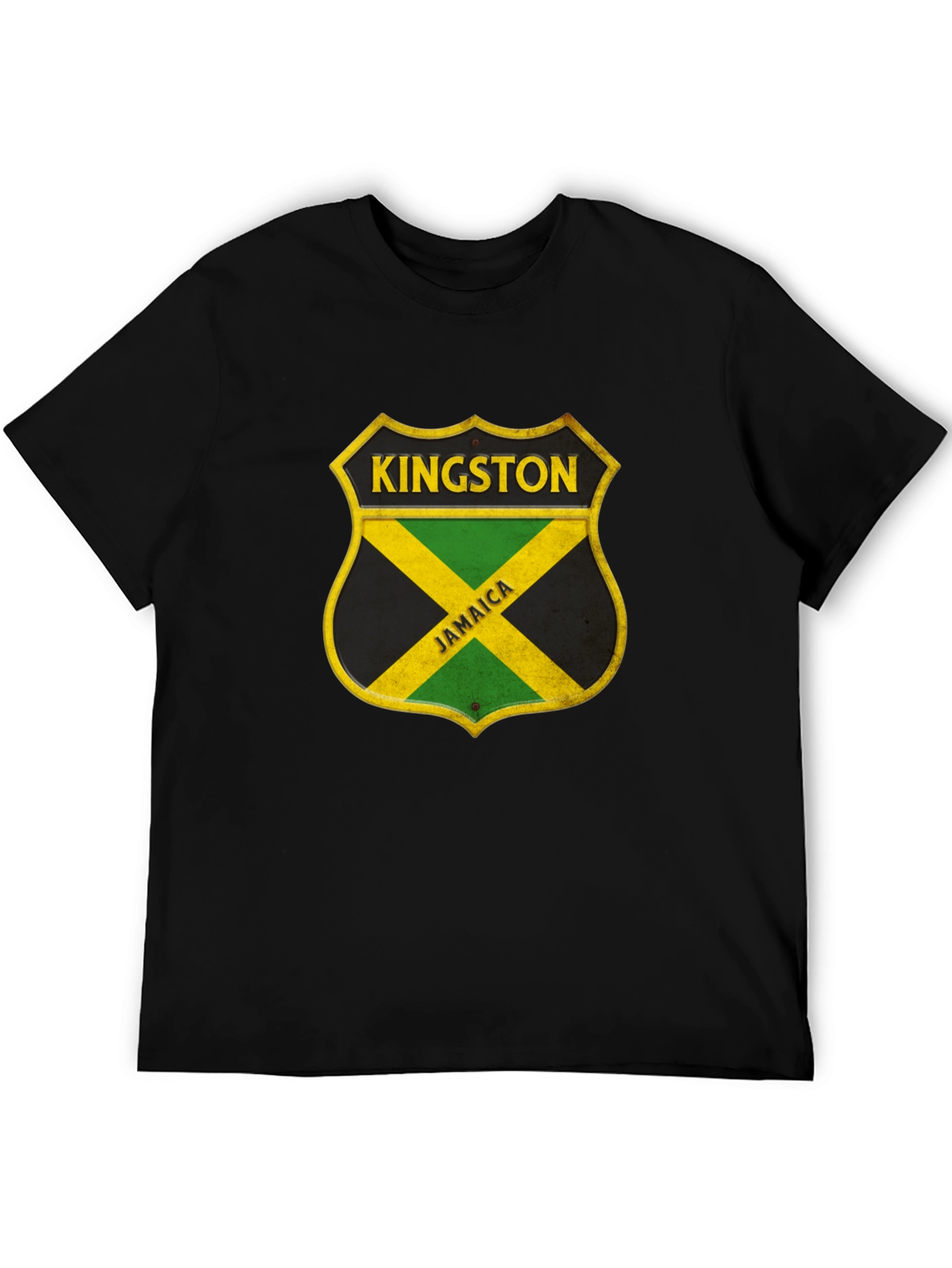 Kingston Jamaica Shield Graphic Tee - Black Cotton Shirt