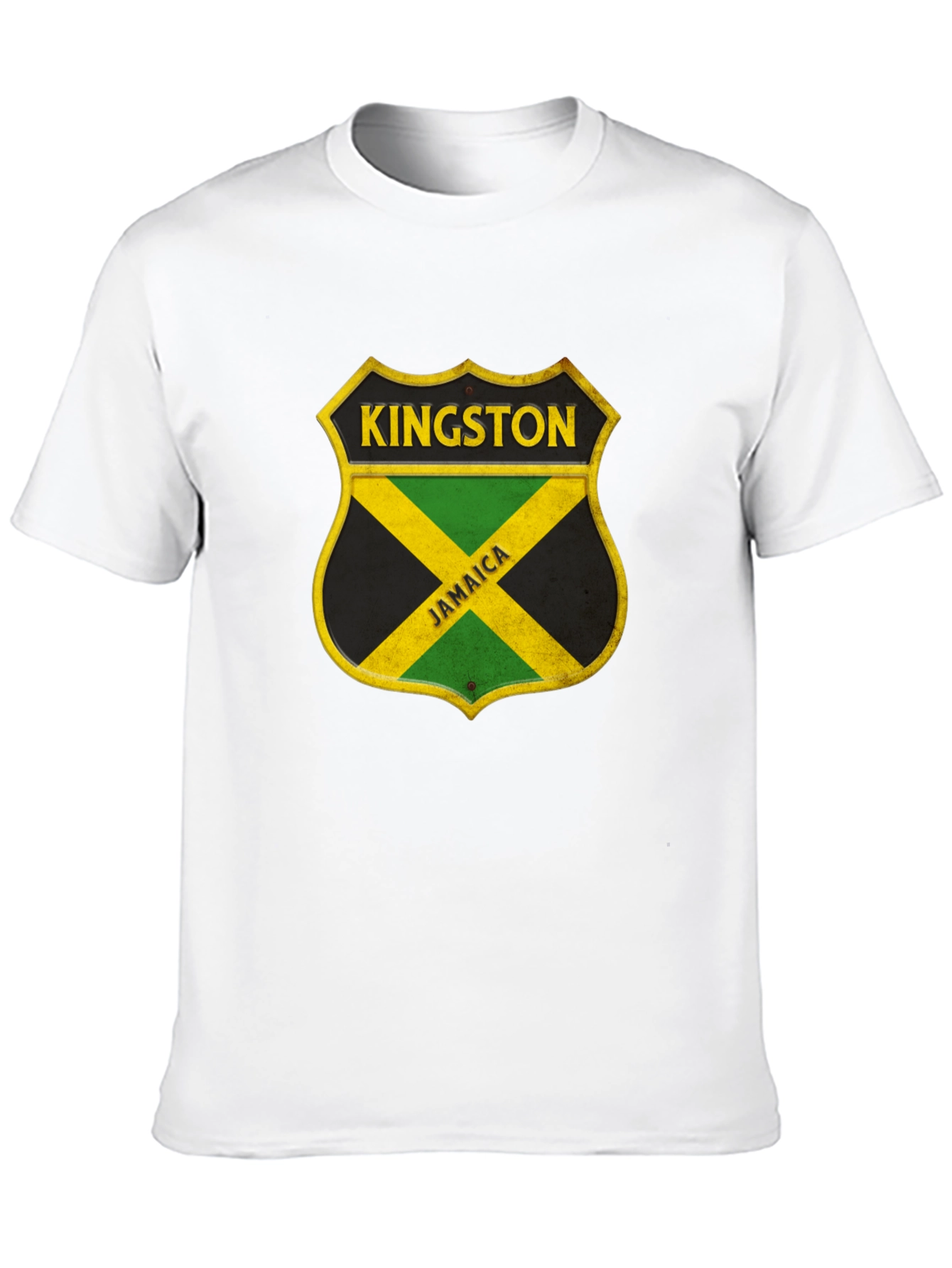 Kingston Jamaica Shield Graphic Tee - Black Cotton Shirt