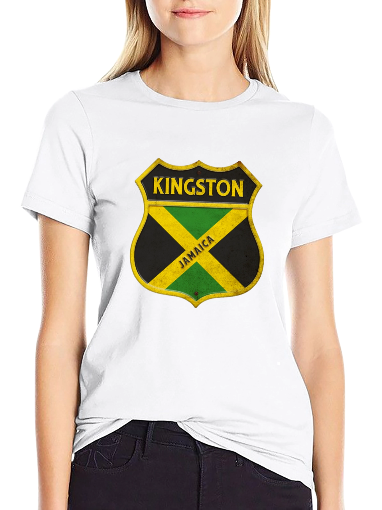 Kingston Jamaica Shield Graphic Tee - Black Cotton Shirt