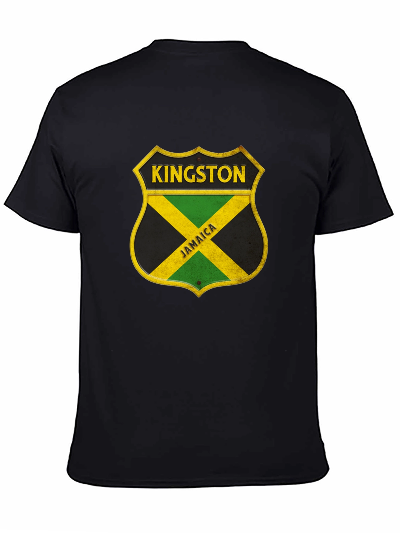Kingston Jamaica Shield Graphic Tee - Black Cotton Shirt