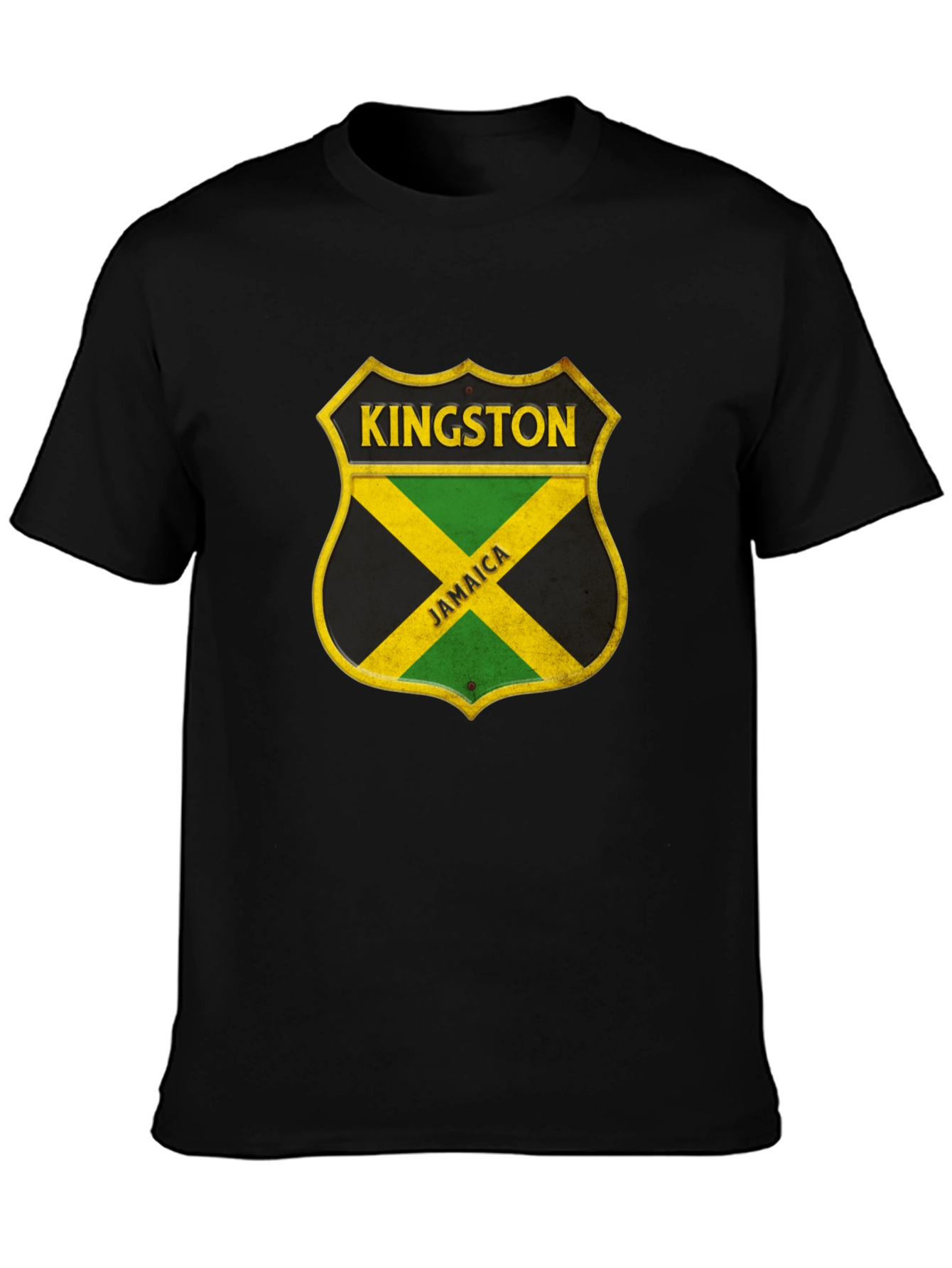 Kingston Jamaica Shield Graphic Tee - Black Cotton Shirt