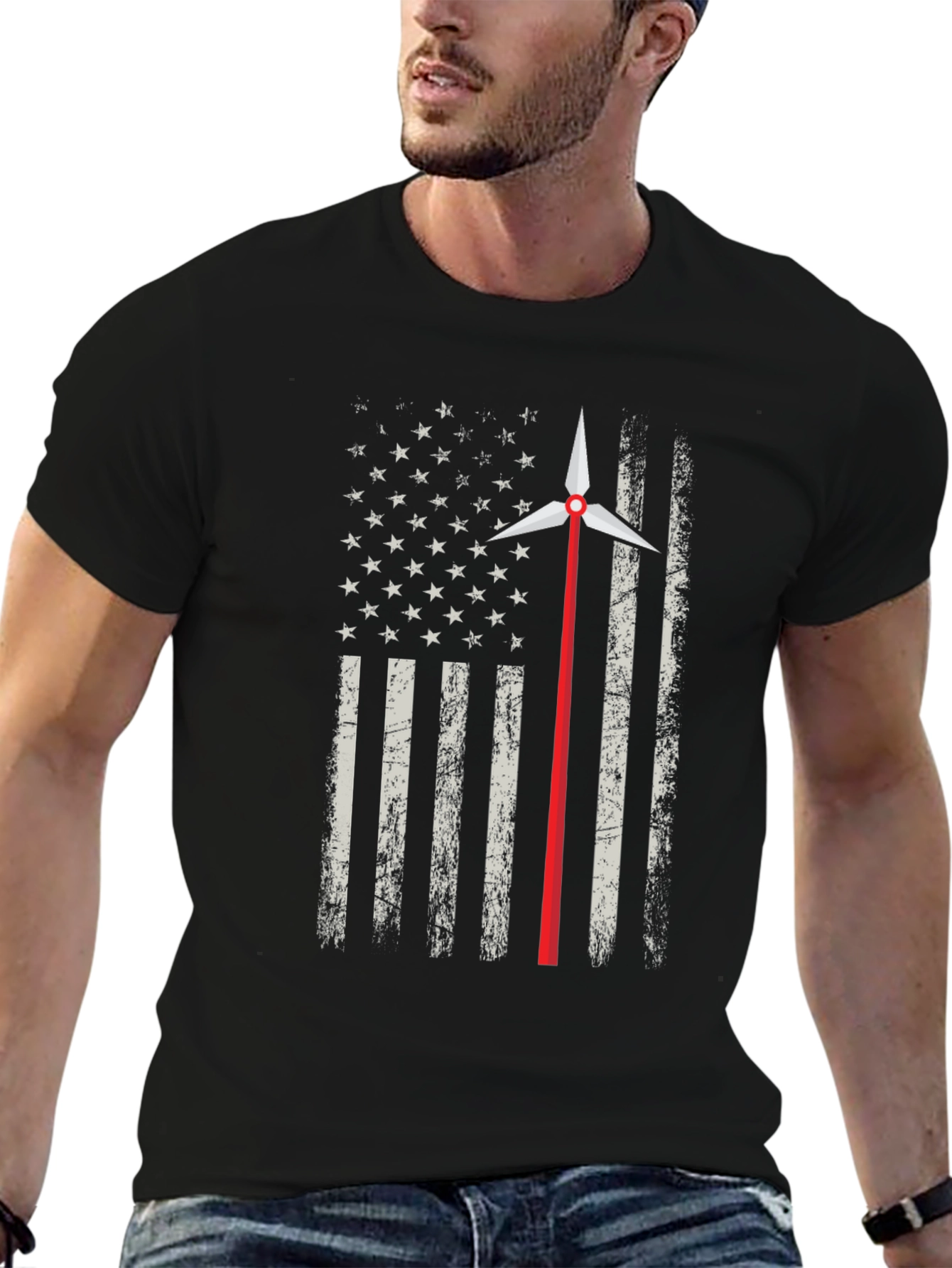 Patriotic Wind Turbine Flag T-Shirt