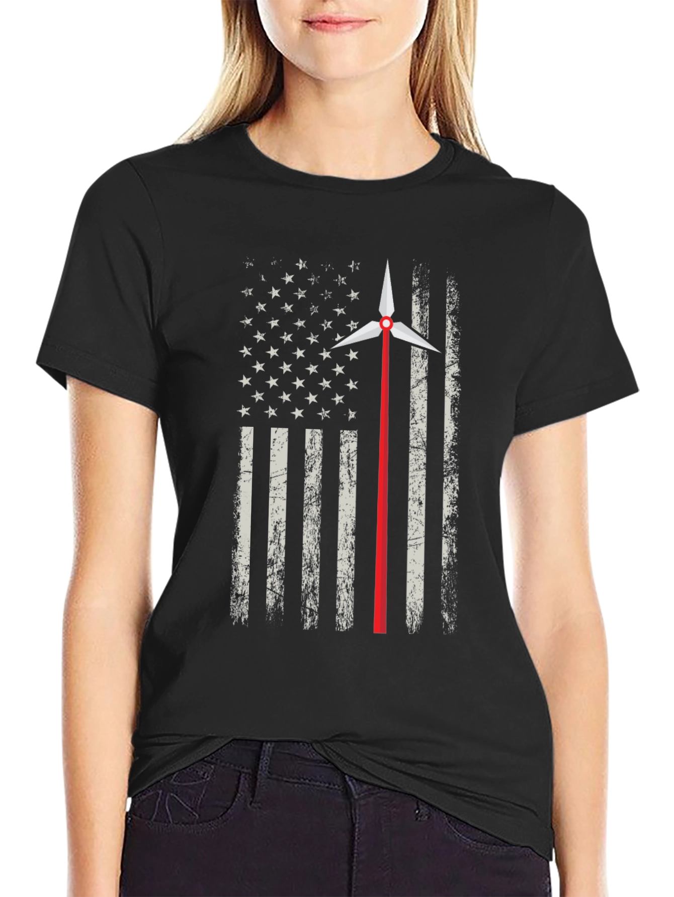 Patriotic Wind Turbine Flag T-Shirt