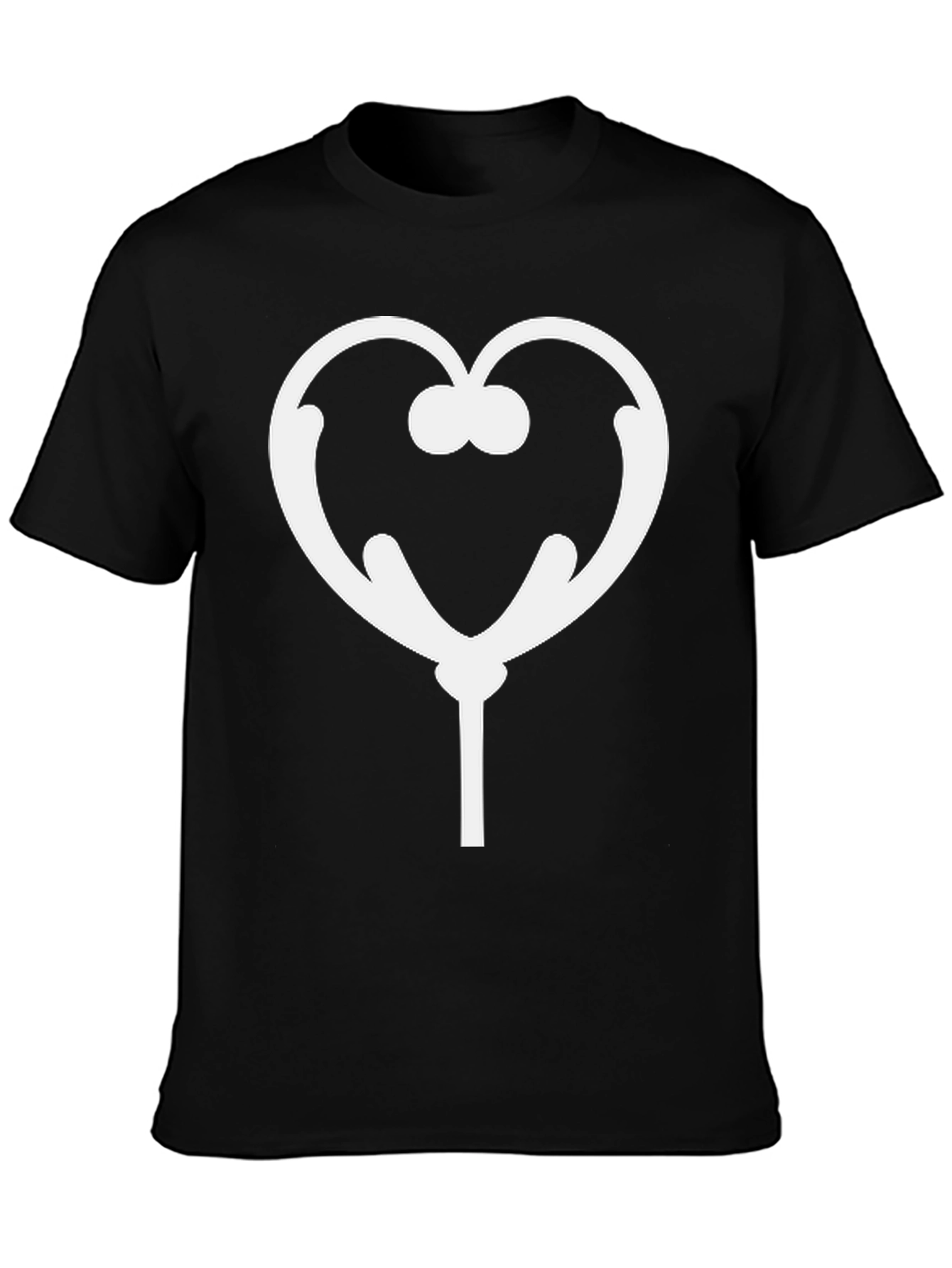 Whimsical Heart Lollipop Graphic Tee - Black