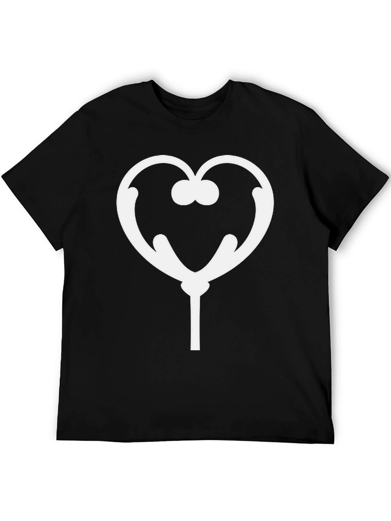 Whimsical Heart Lollipop Graphic Tee - Black