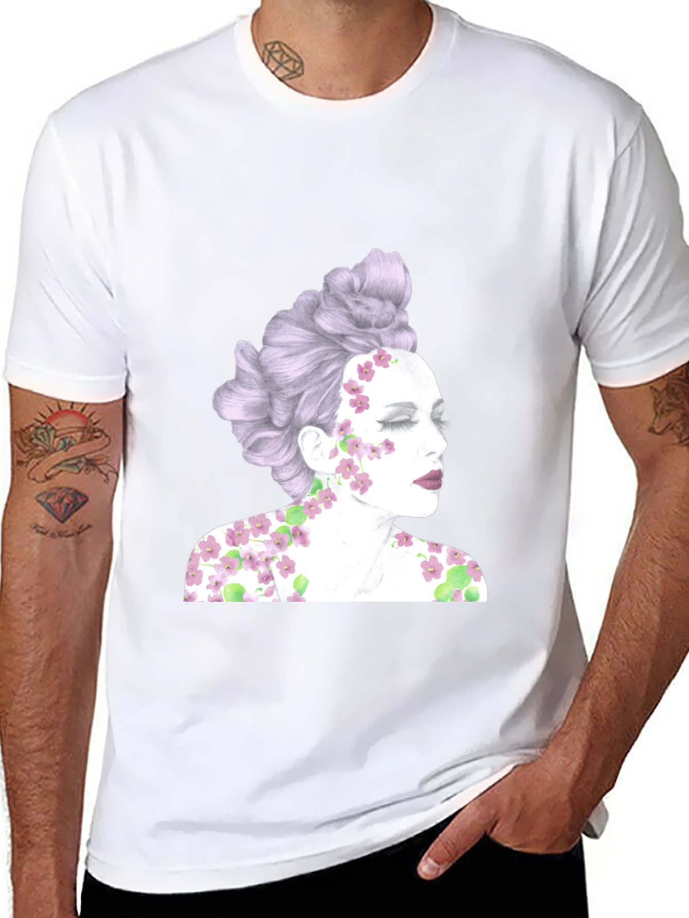 Floral Woman Graphic Tee - Unique Design