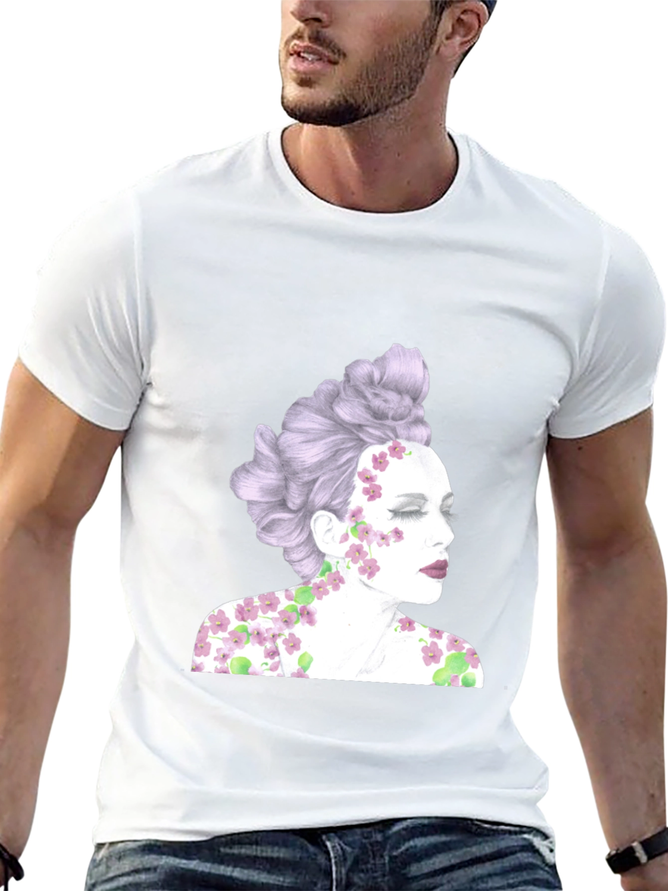 Floral Woman Graphic Tee - Unique Design