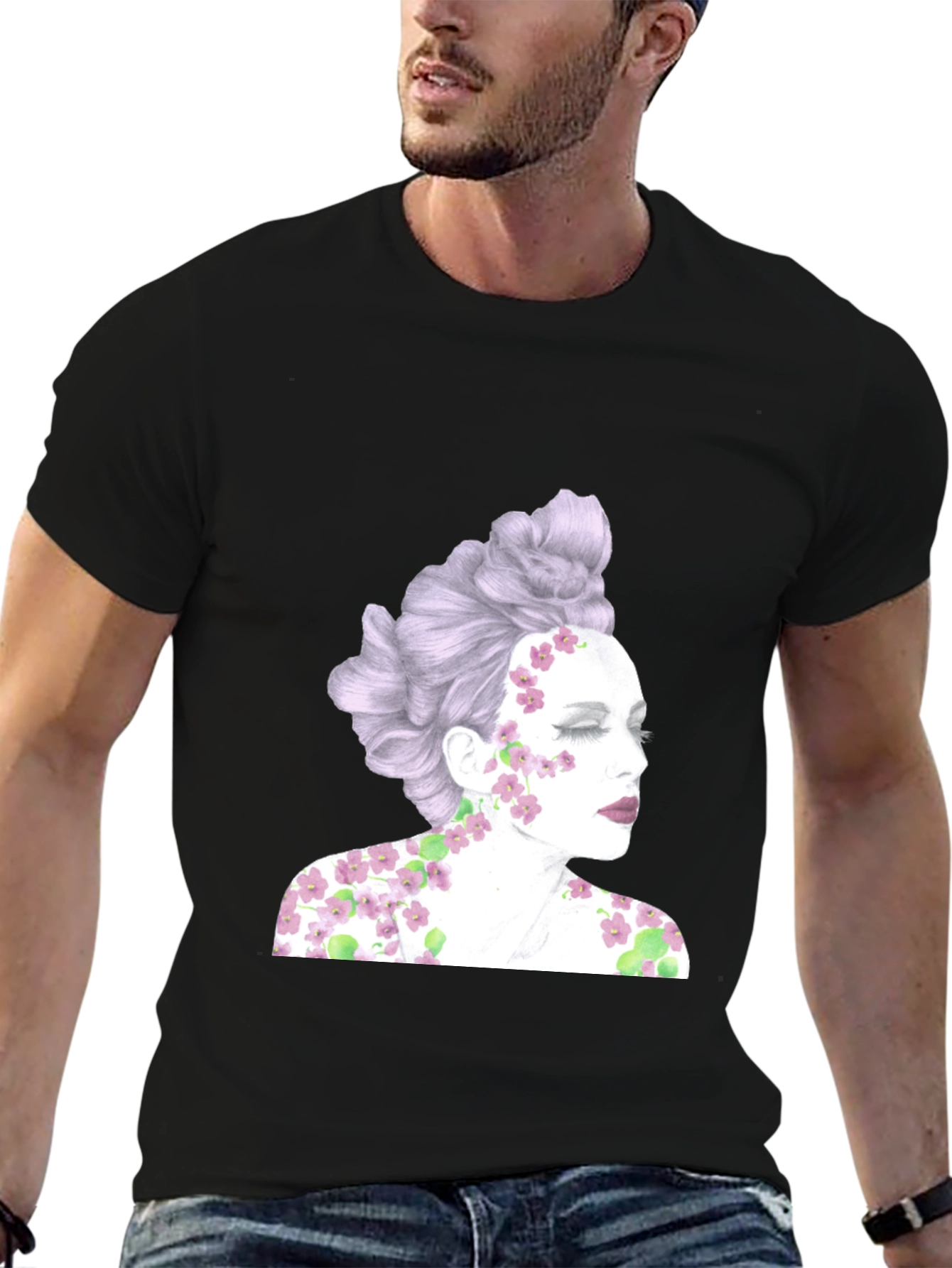 Floral Woman Graphic Tee - Unique Design