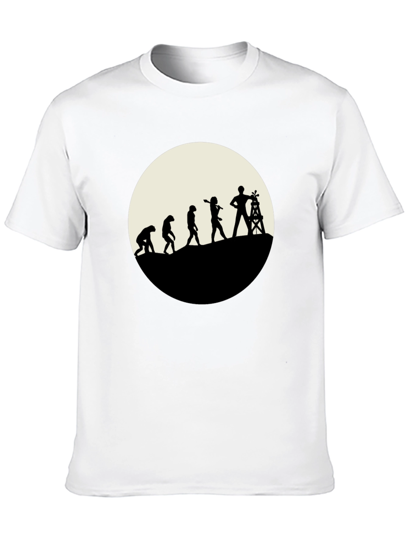 Evolution of Oil Worker Black T-Shirt