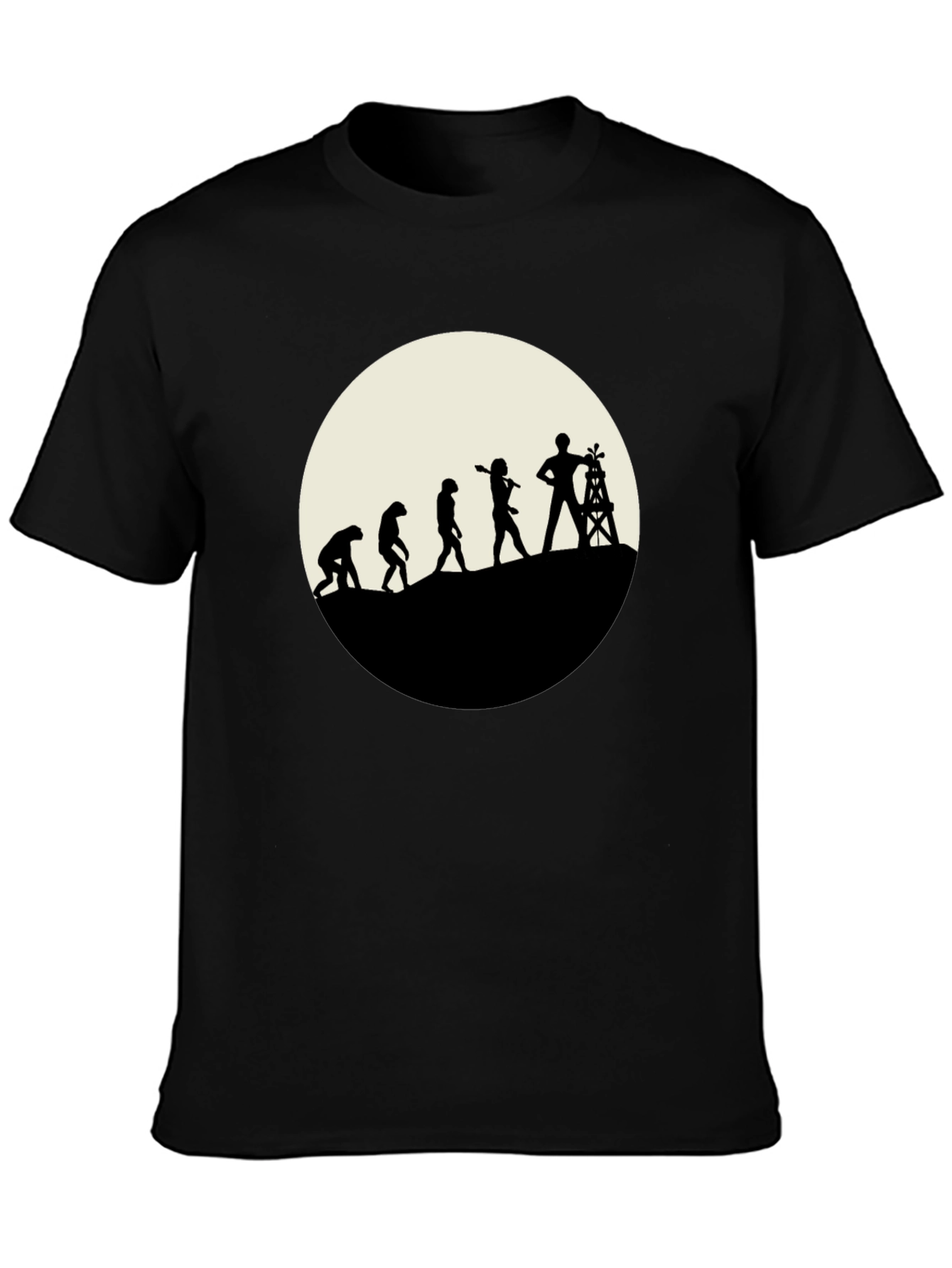 Evolution of Oil Worker Black T-Shirt