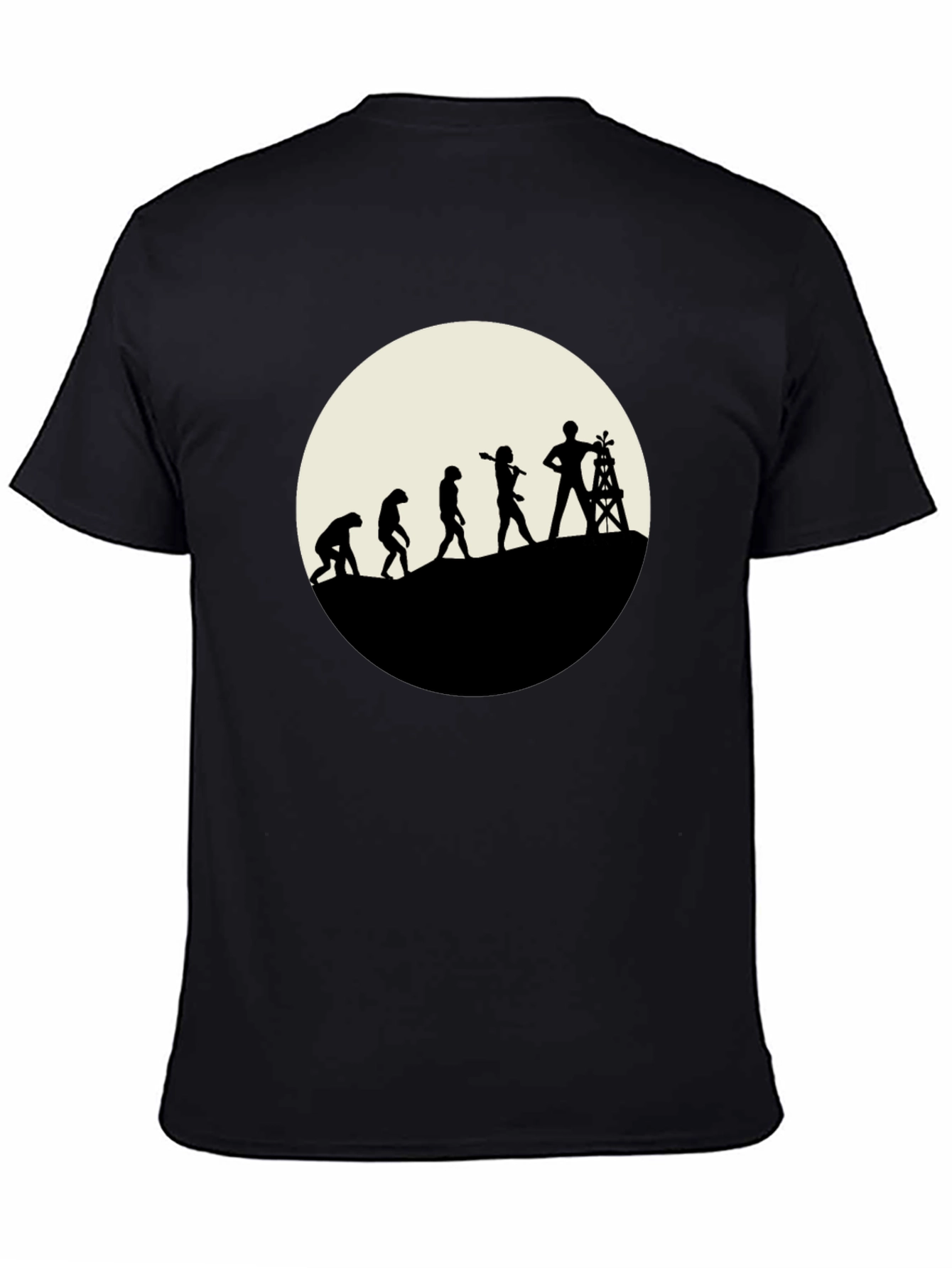 Evolution of Oil Worker Black T-Shirt