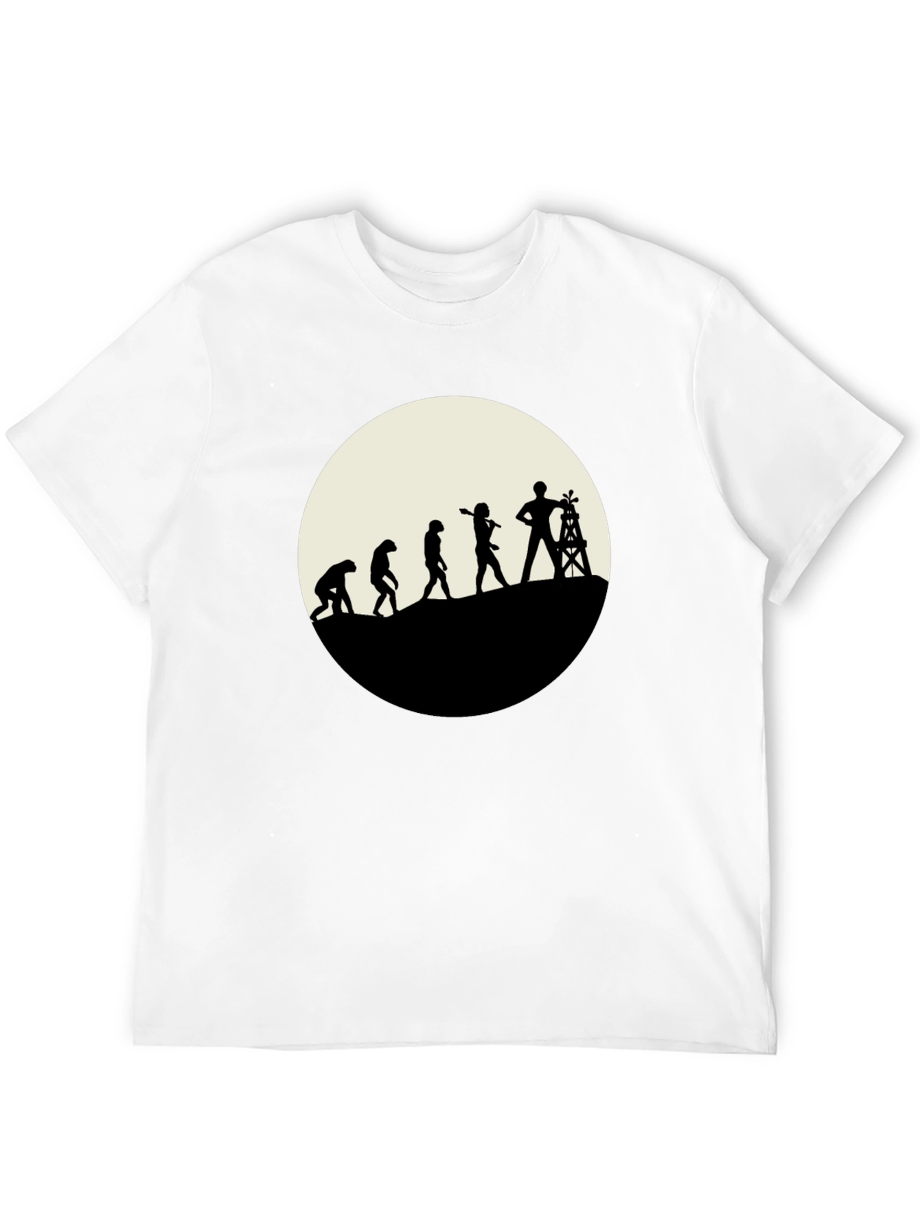 Evolution of Oil Worker Black T-Shirt