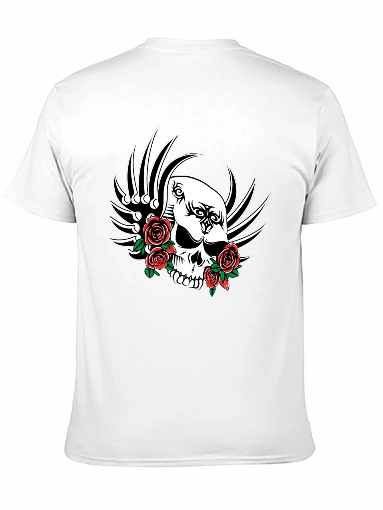 Skull and Roses Graphic T-Shirt - Black