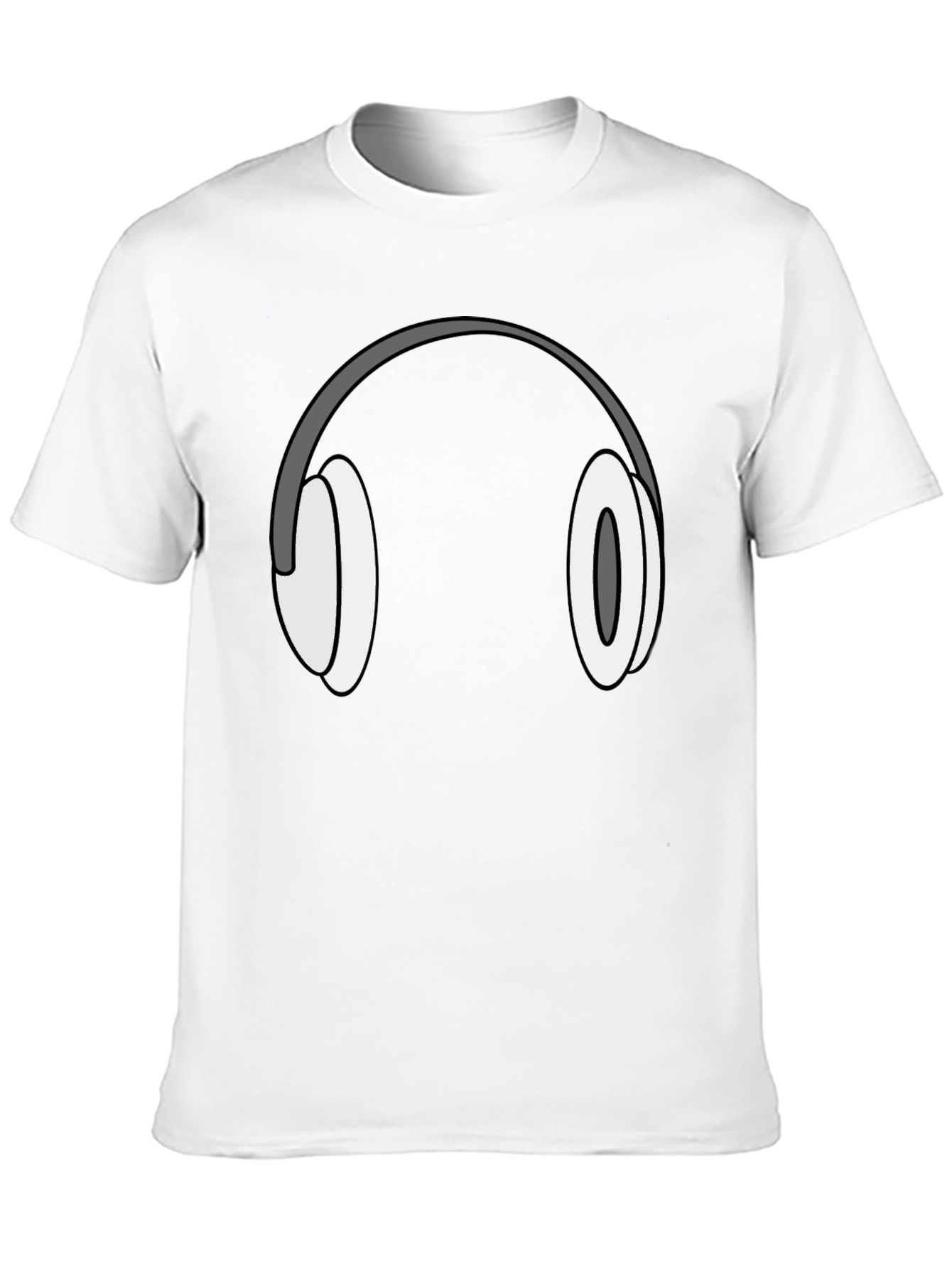 Cartoon Headphones Graphic Tee - Black