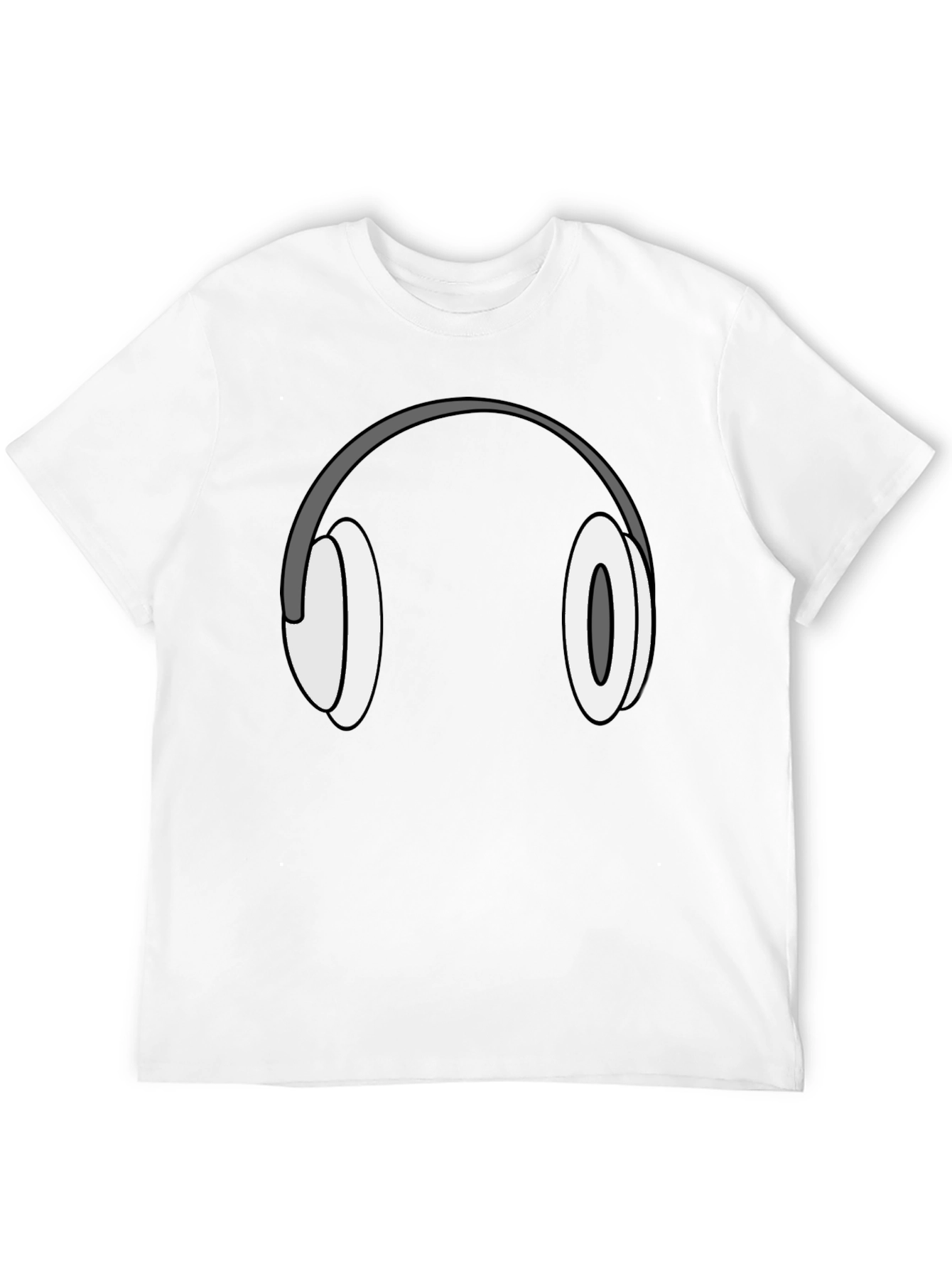 Cartoon Headphones Graphic Tee - Black