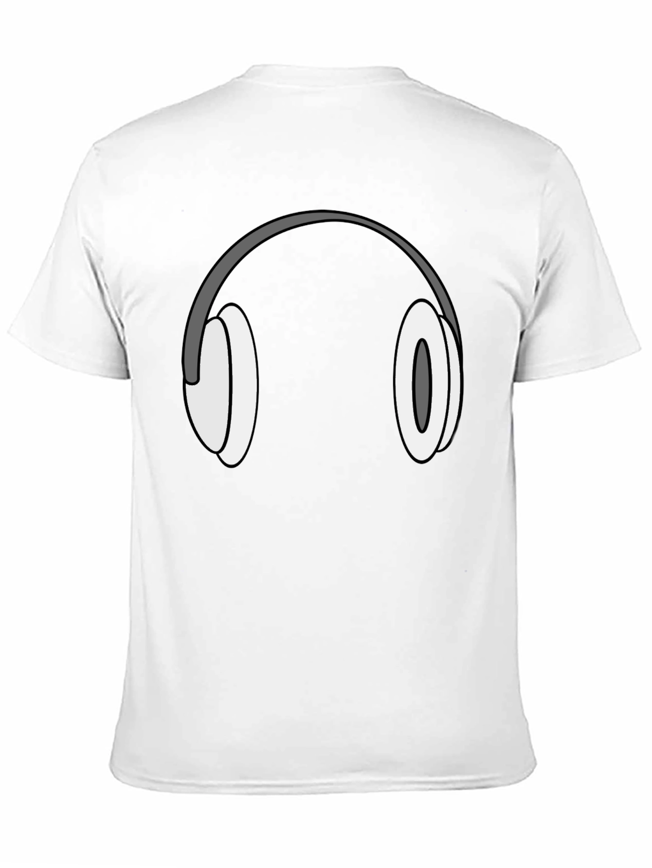 Cartoon Headphones Graphic Tee - Black