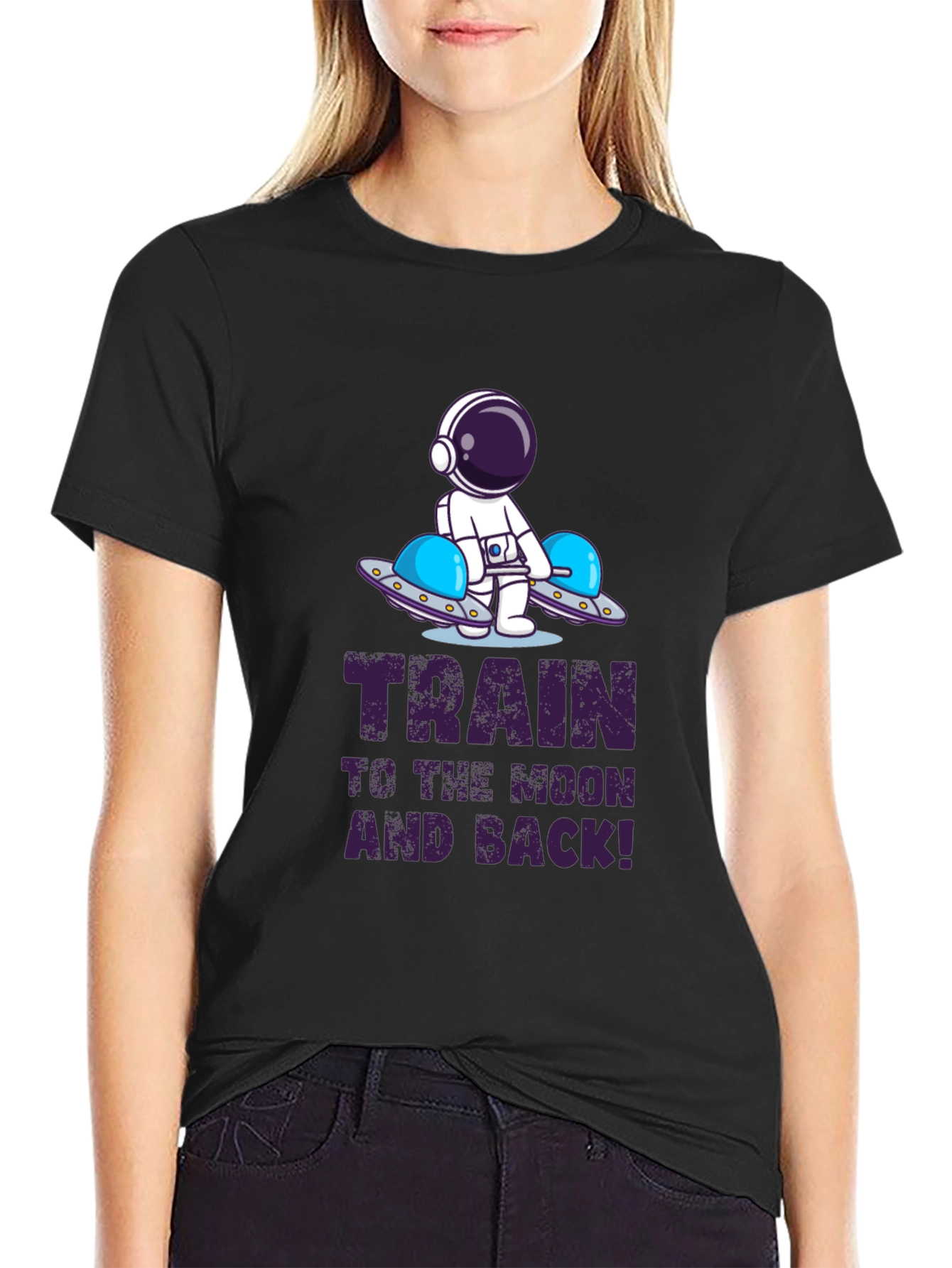 Train to the Moon and Back Black T-Shirt