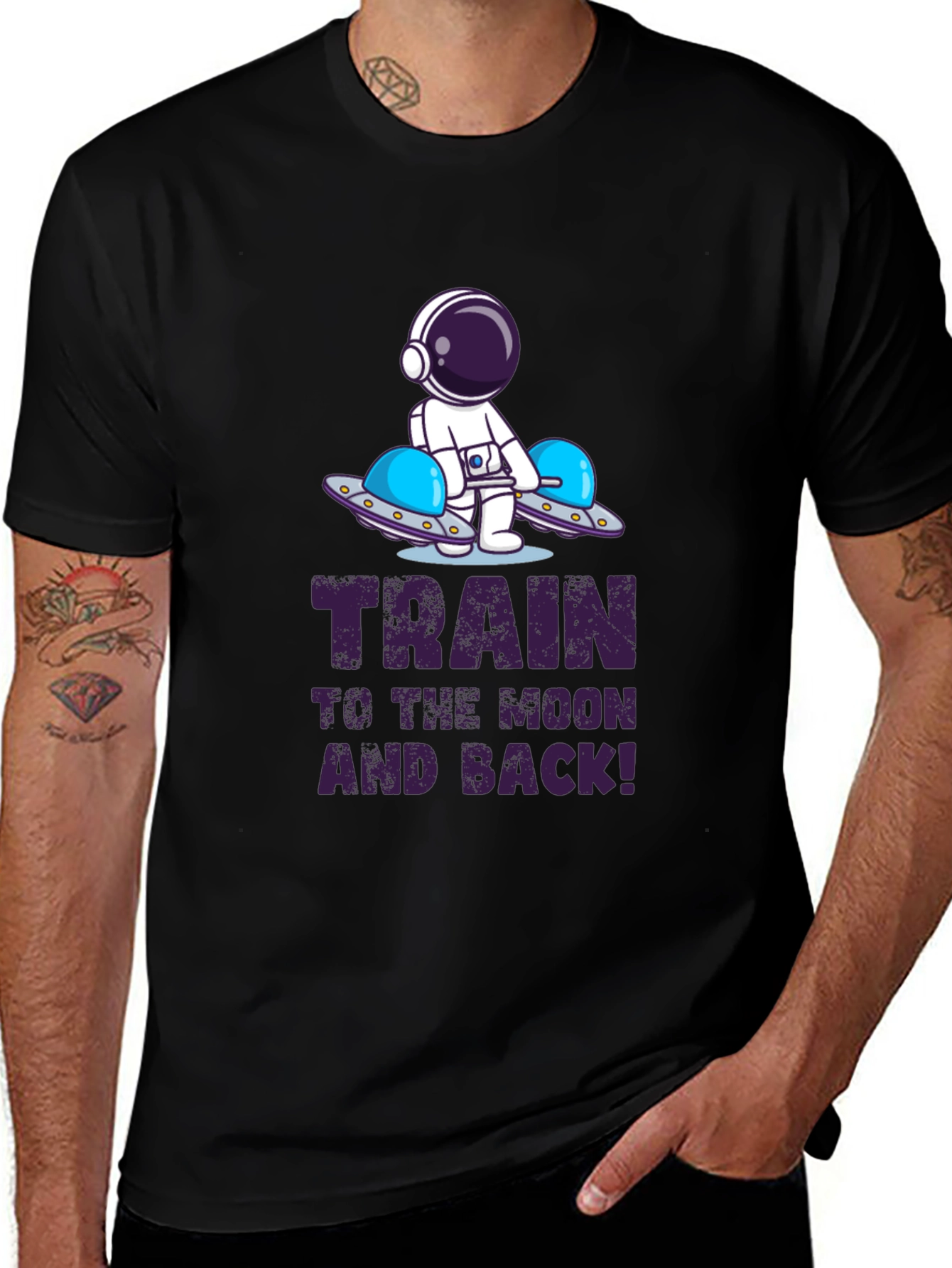 Train to the Moon and Back Black T-Shirt