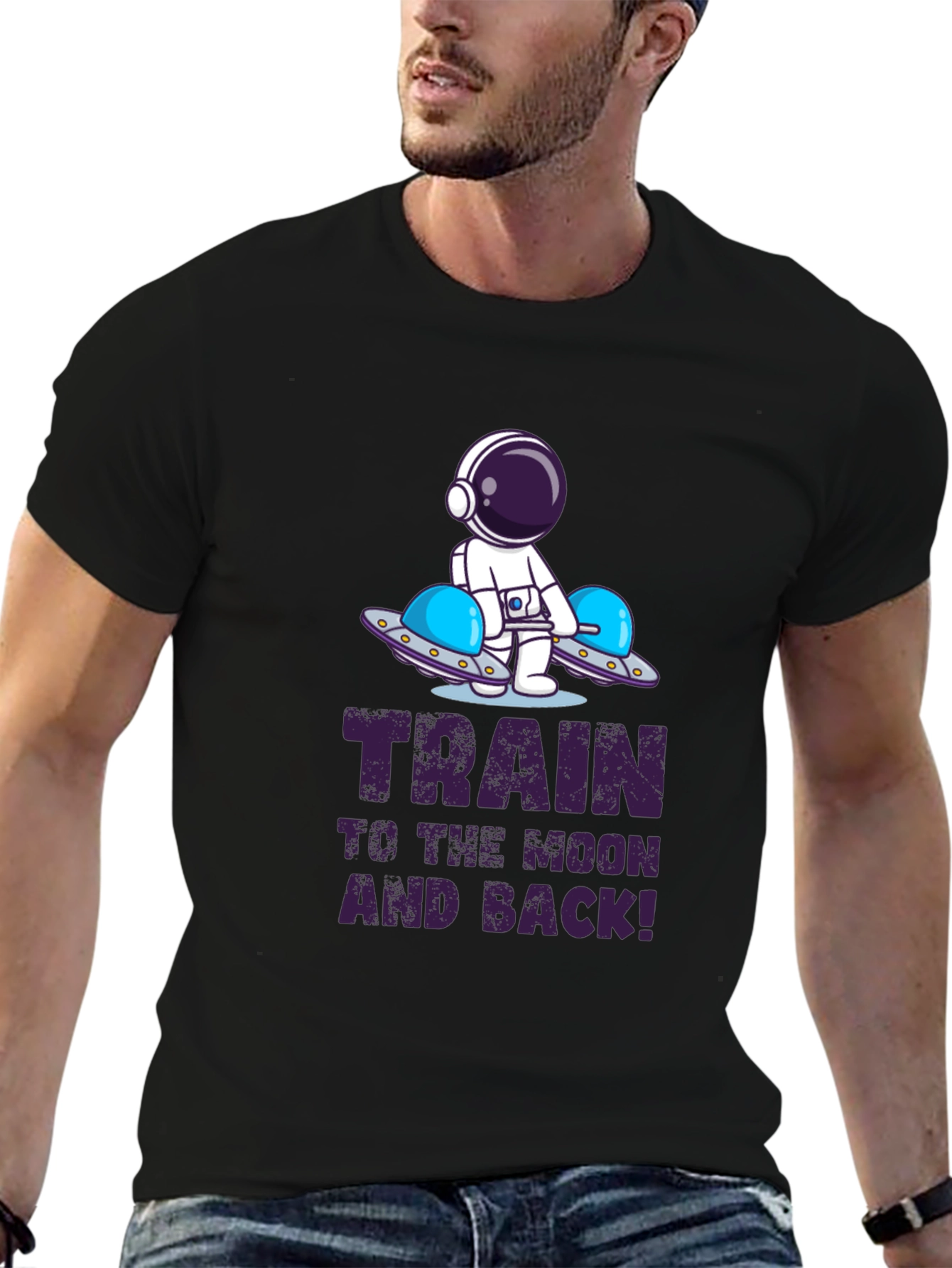 Train to the Moon and Back Black T-Shirt