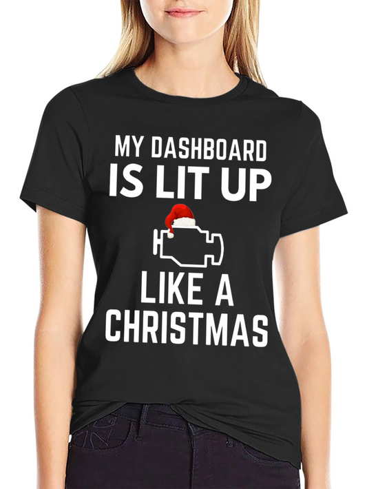 Funny Car Christmas T-Shirt - Dashboard Lit Up Like a Christmas!