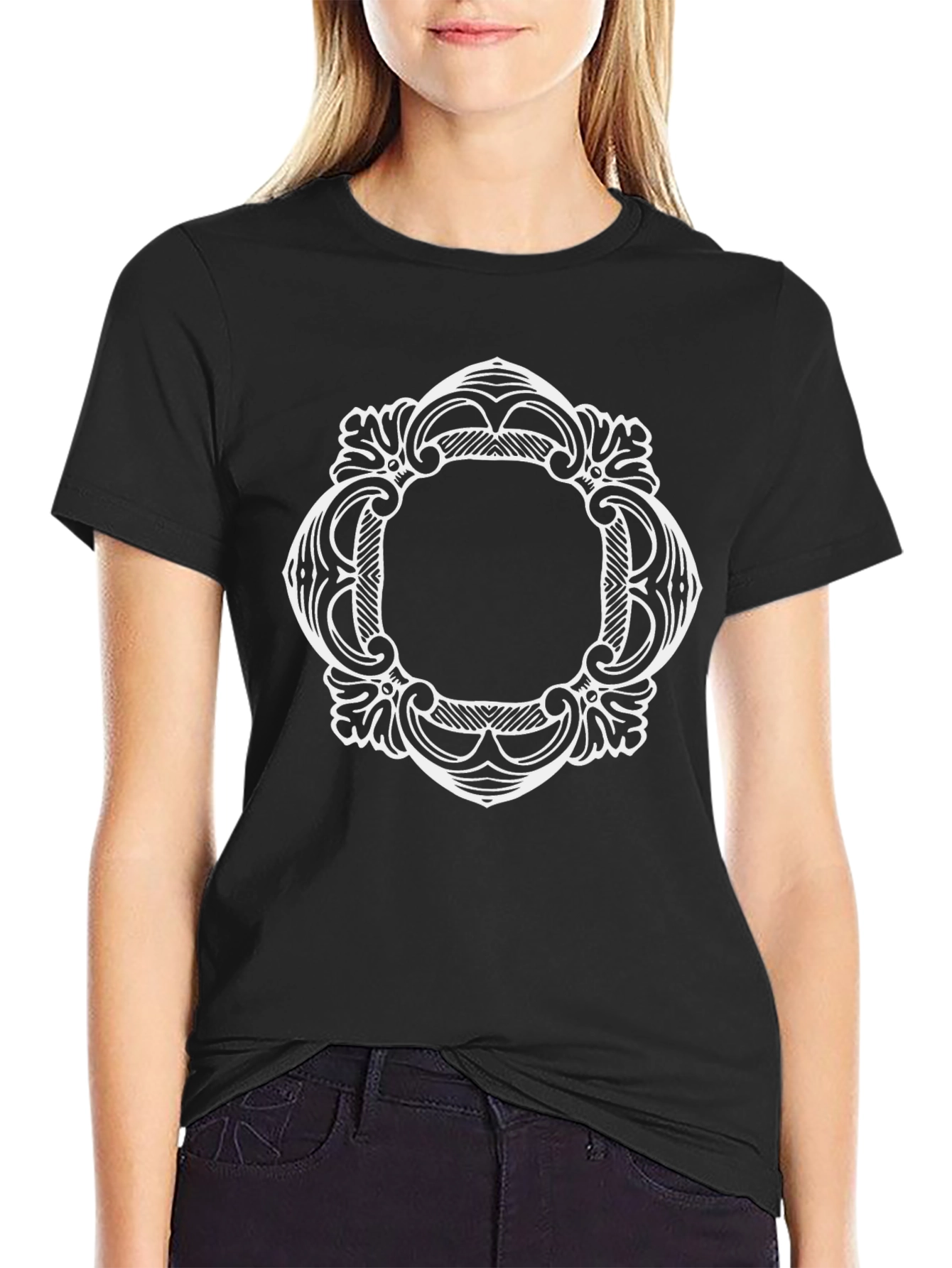 Ornate Frame Graphic Black T-Shirt