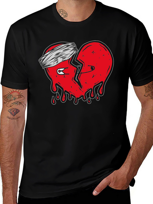 Mended Heart Graphic Tee - Black Cotton T-Shirt