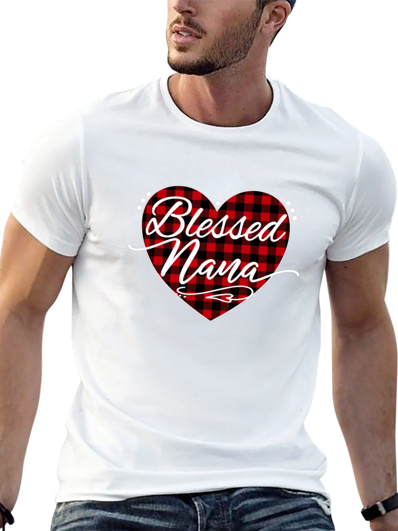 Blessed Nana Buffalo Plaid Heart T-Shirt