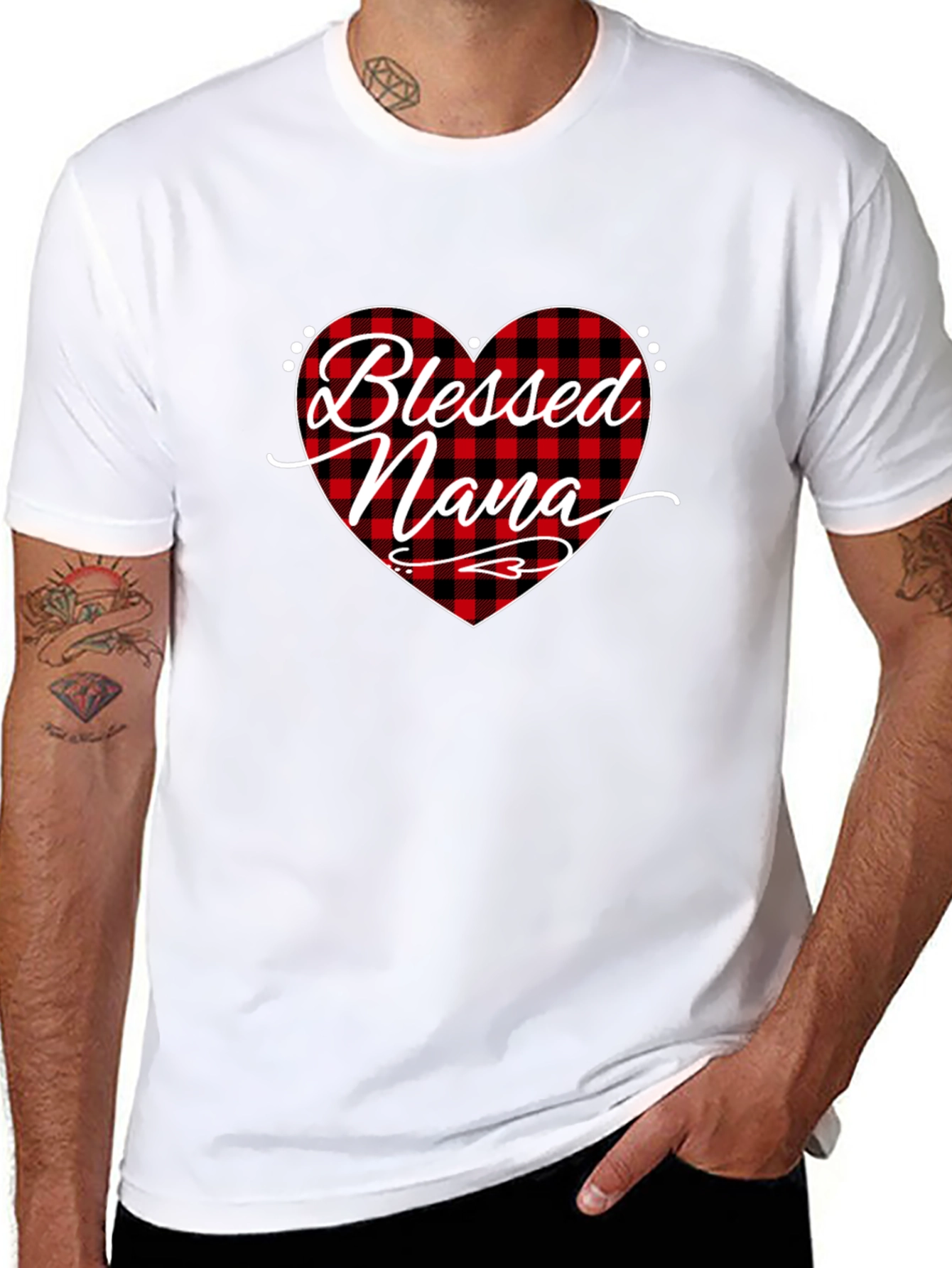 Blessed Nana Buffalo Plaid Heart T-Shirt