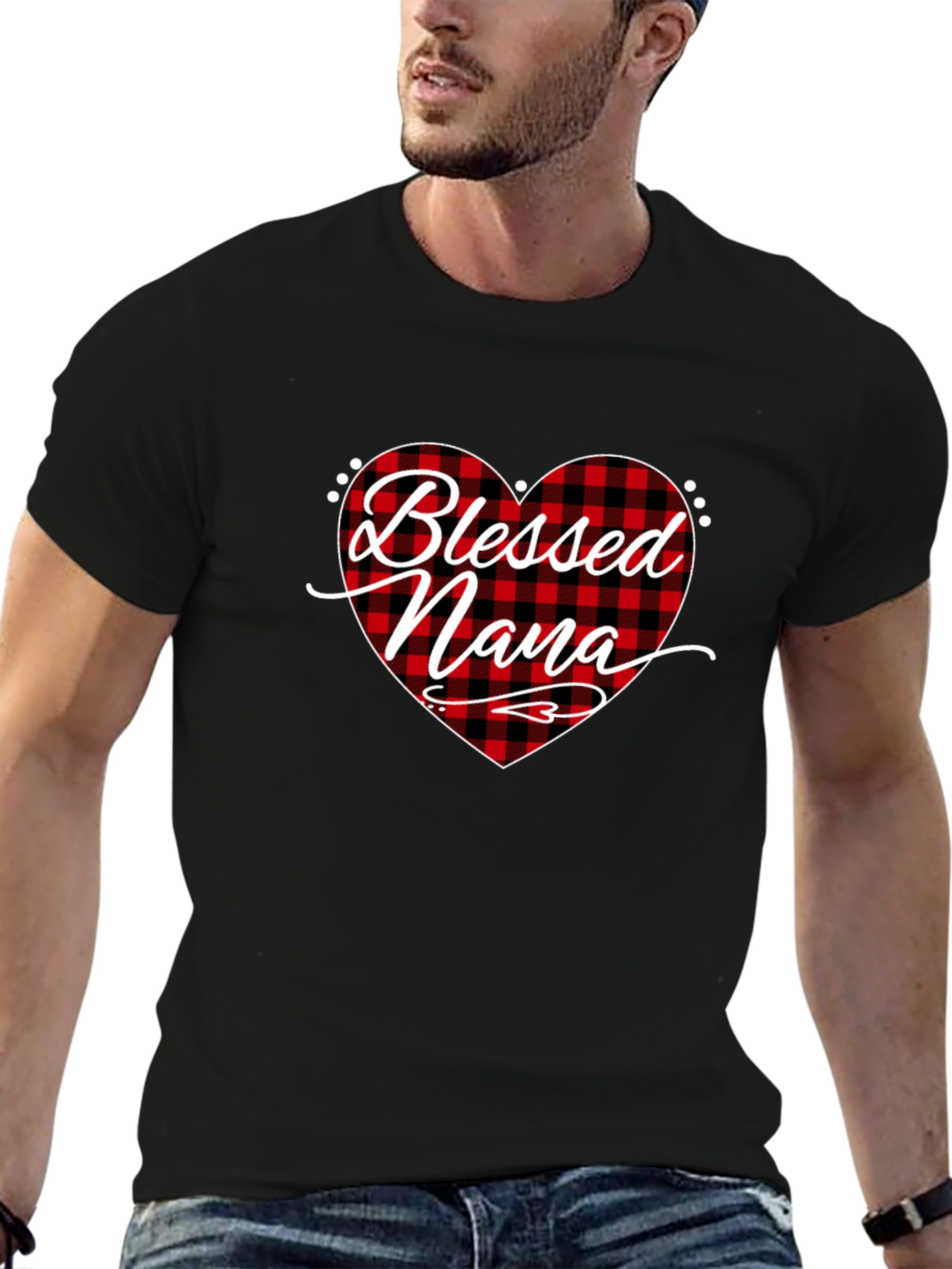 Blessed Nana Buffalo Plaid Heart T-Shirt