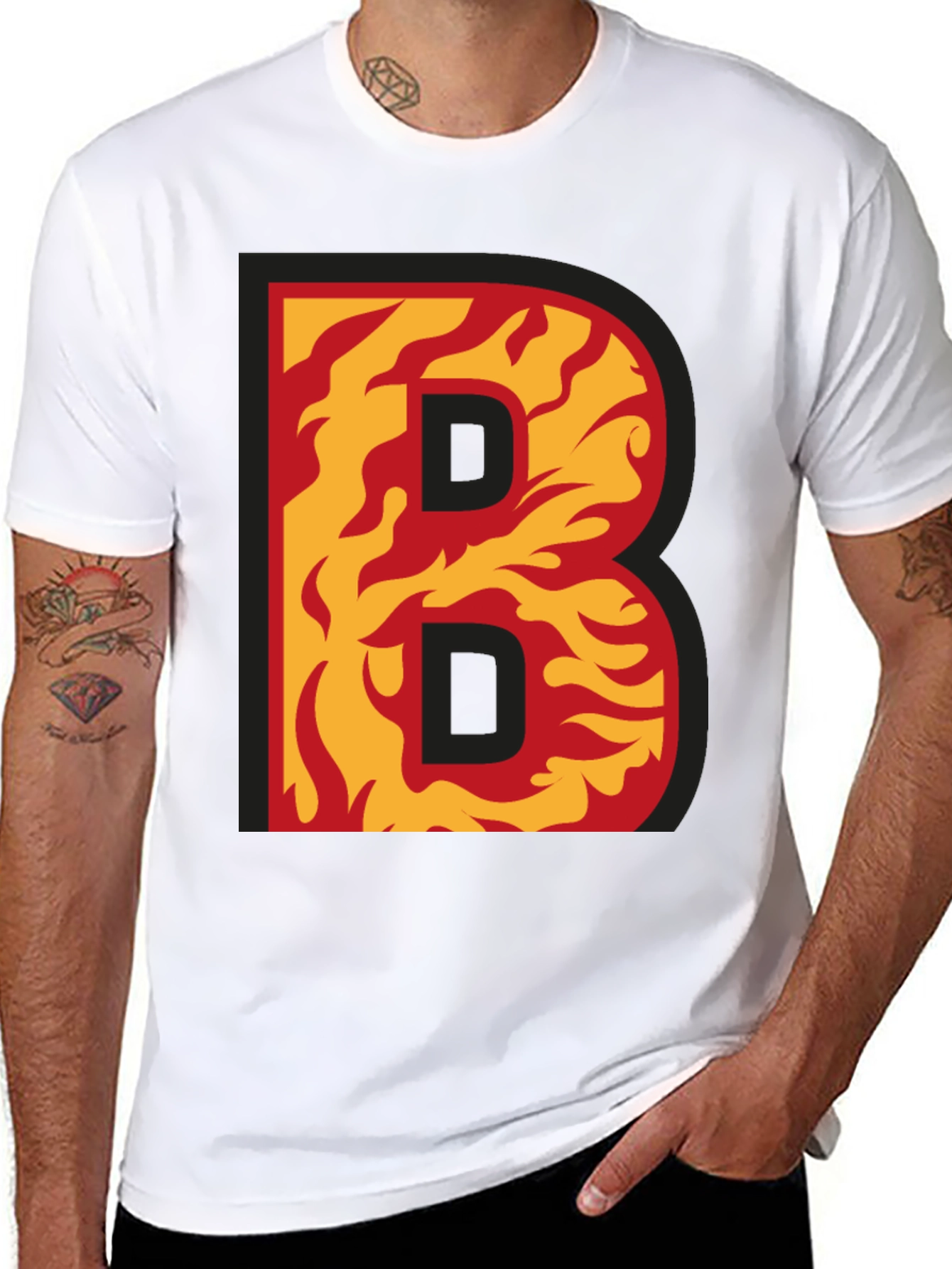 Fiery B Graphic T-Shirt - Bold & Unique